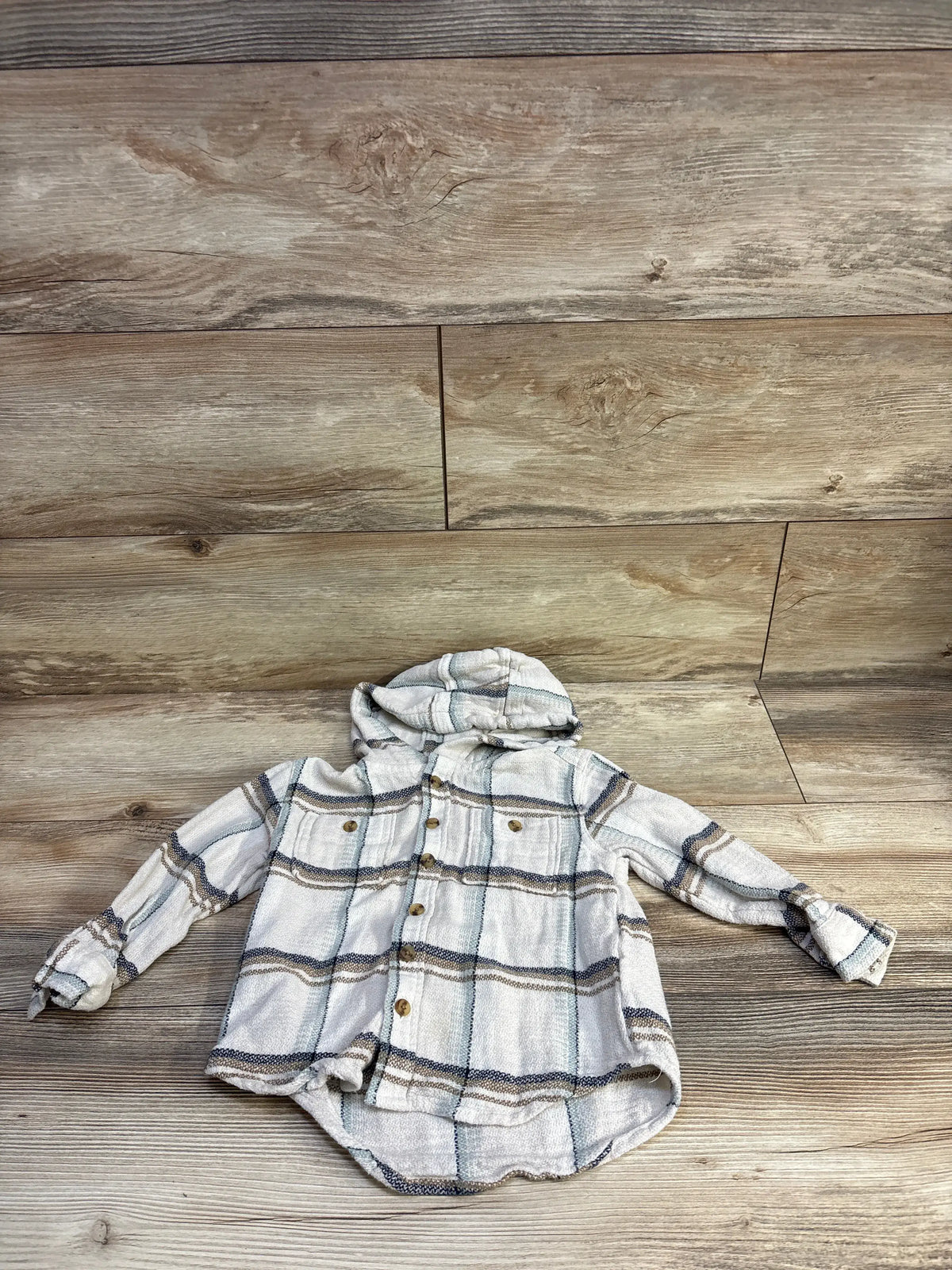 Old Navy Hooded Flannel Beige sz 3T