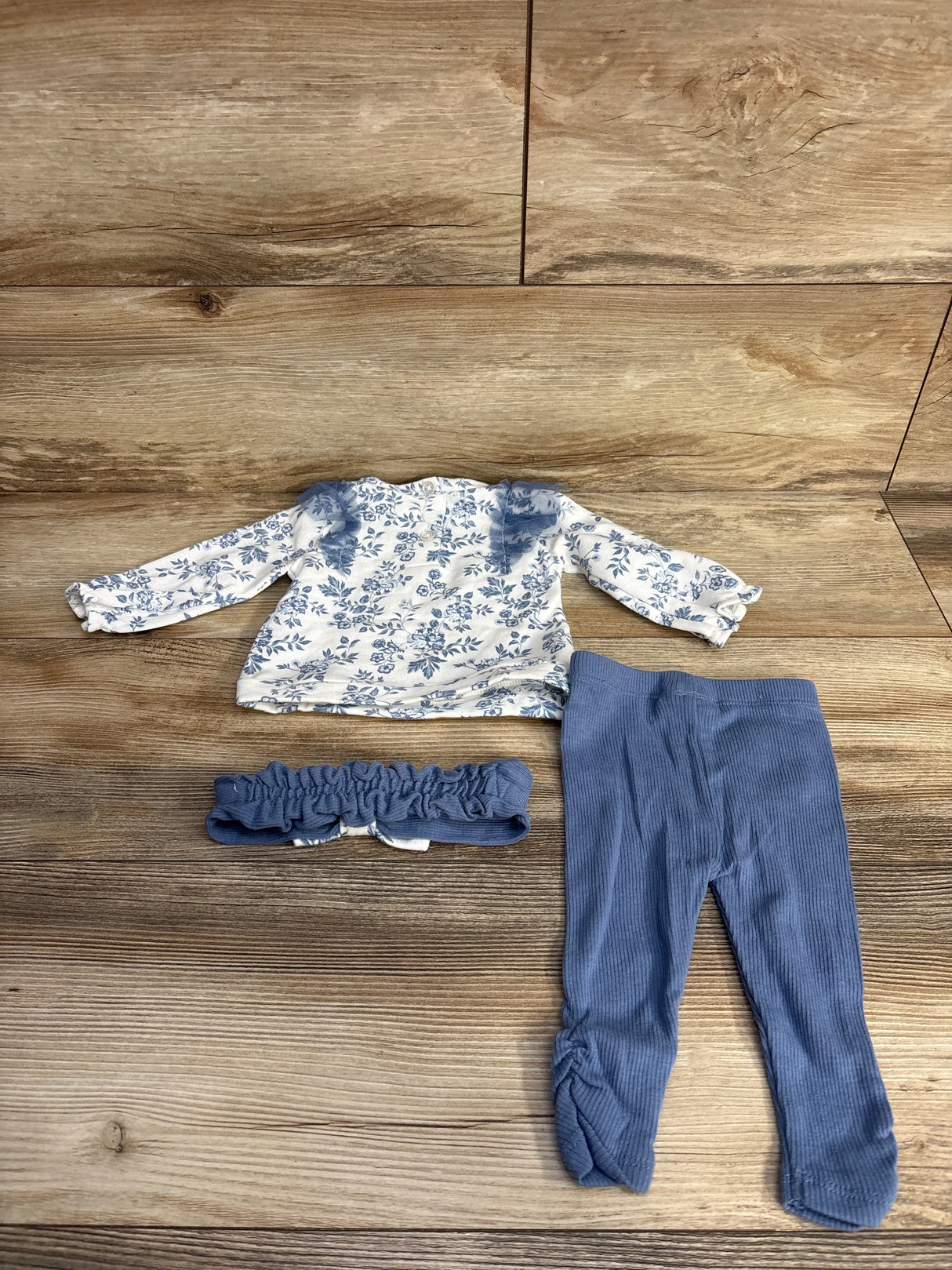 Nicole Miller 3pc Floral Sweatshirt & Ribbed Pants Set White sz 0-3m