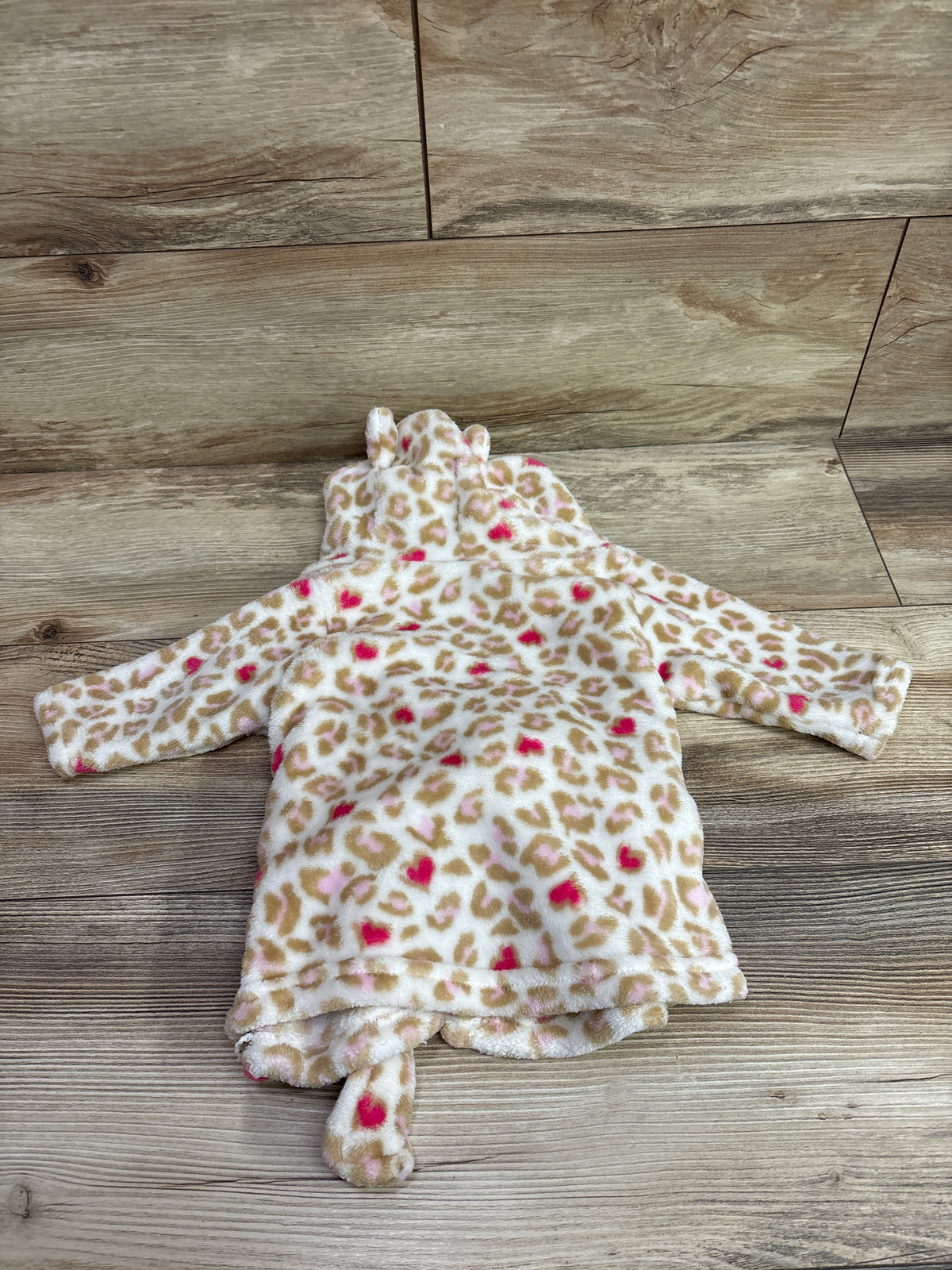 Zak & Zoey Plush Leopard Robe Tan sz 0-6m