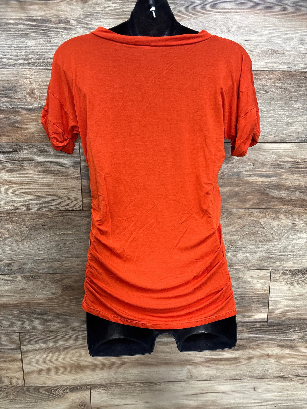 Maternity Ruched V-Neck Shirt Orange sz Medium