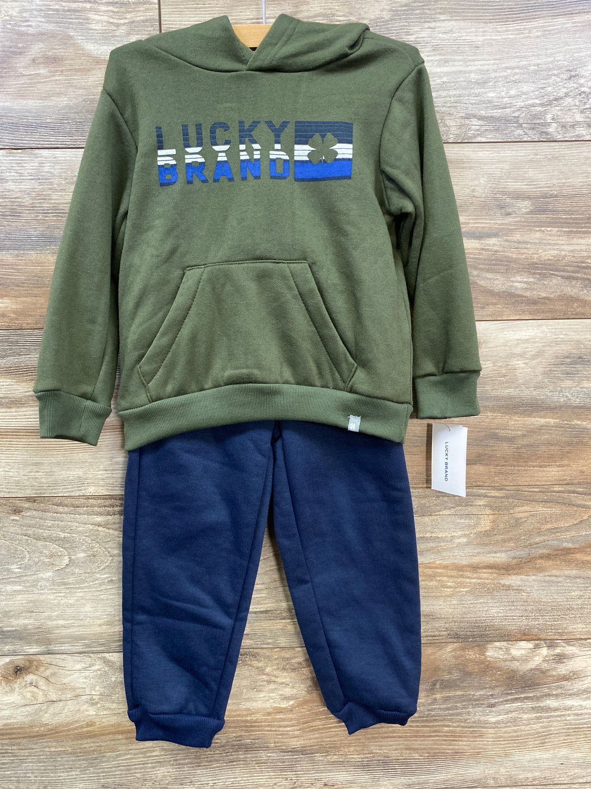 NEW Lucky Brand 2pc Sweatshirt & Joggers Set Green sz 4T