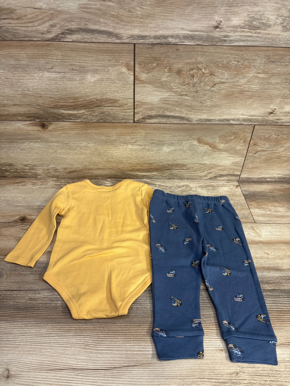 Pekkle Construction Print Bodysuit & Bottoms Set Yellow sz 12m