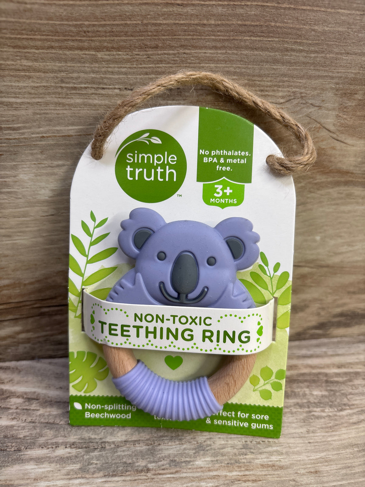 NEW Simple Truth Koala Teething Ring Purple
