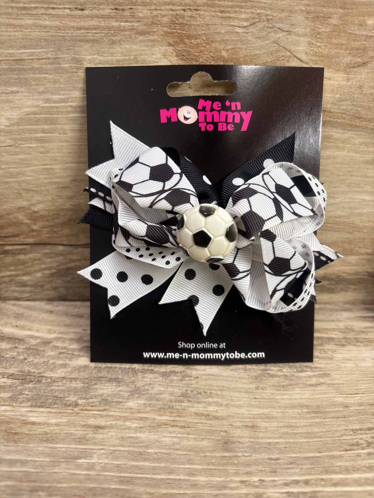 NEW Soccer Ball Applique Layered Hair Bow