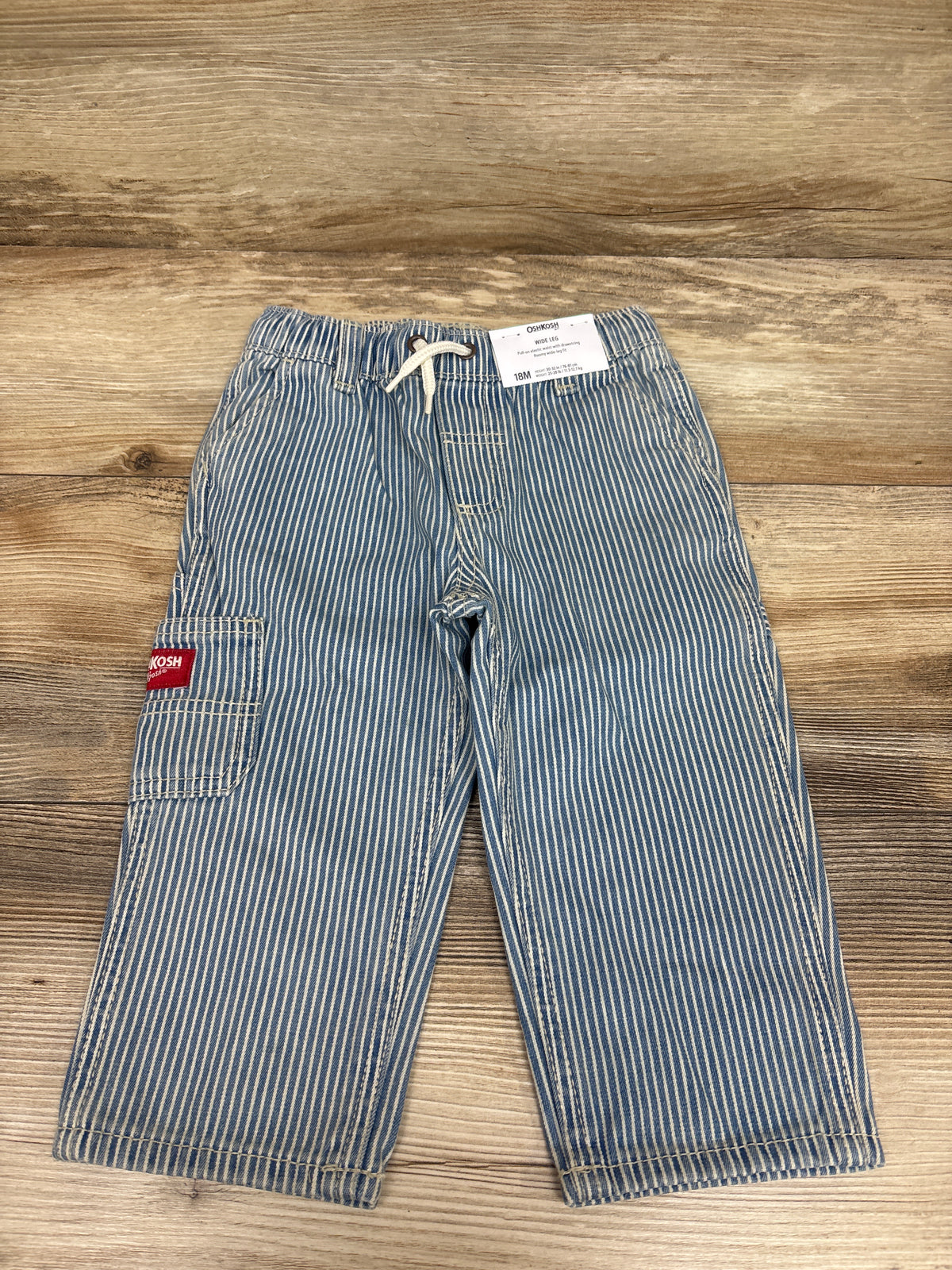 NEW Oshkosh Wide Leg Striped Drawstring Pants Blue sz 18m