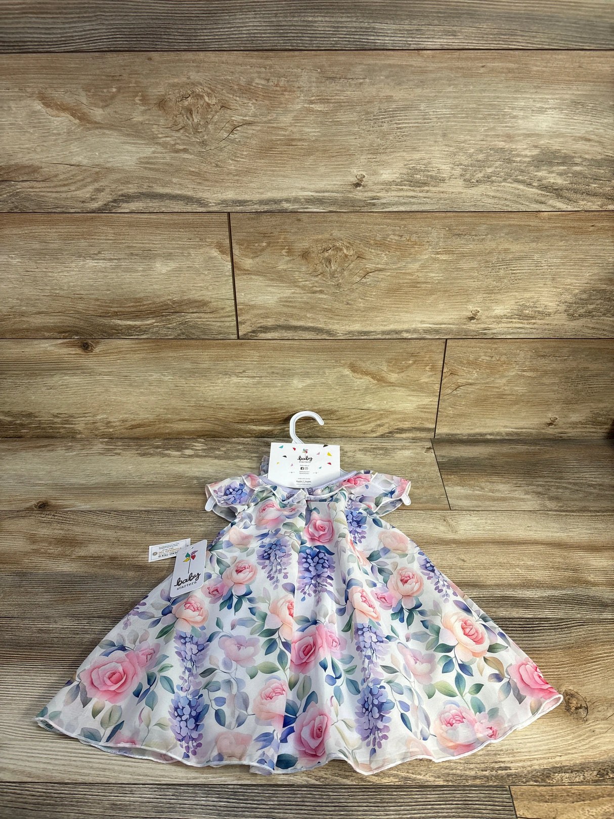 NEW Baby Starters 2pc Floral Bodysuit Dress & Headband Set Lilac sz 12m