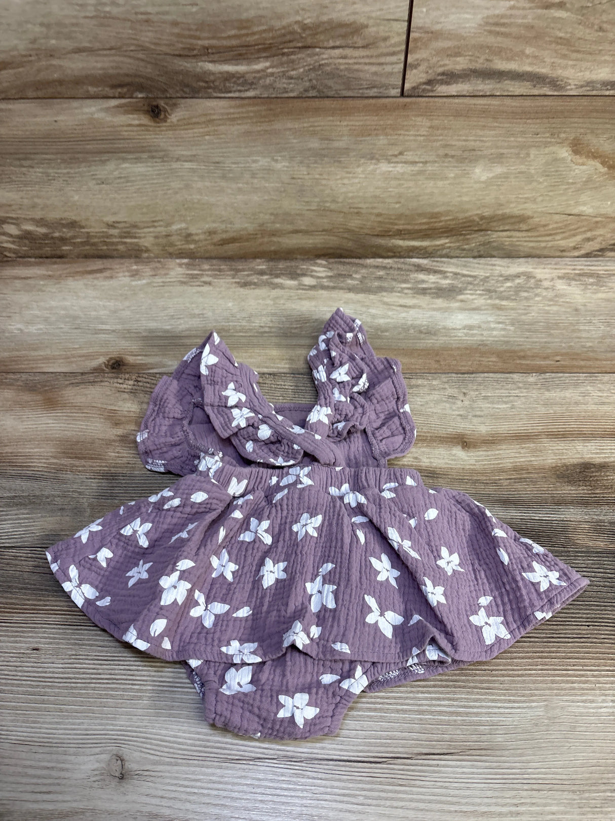 Floral Gauze Bodysuit Dress Purple sz 6m