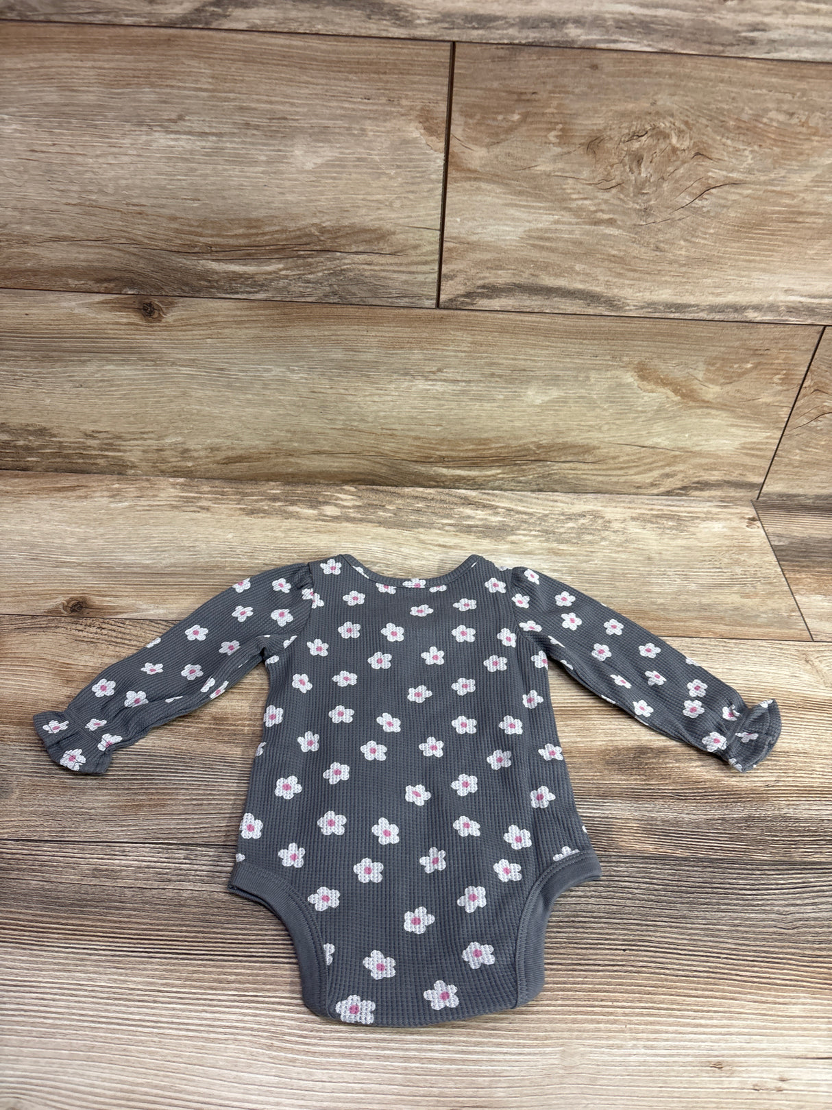 NEW Okie Dokie Waffle Knit Bodysuit Grey sz 6m