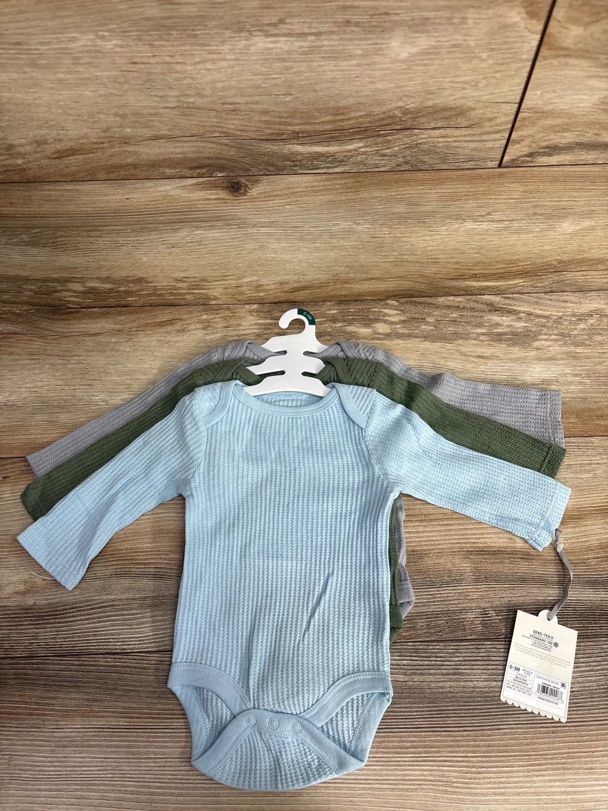 NEW Cloud Island 3pk Waffle Knit Bodysuits Blue sz 0-3m