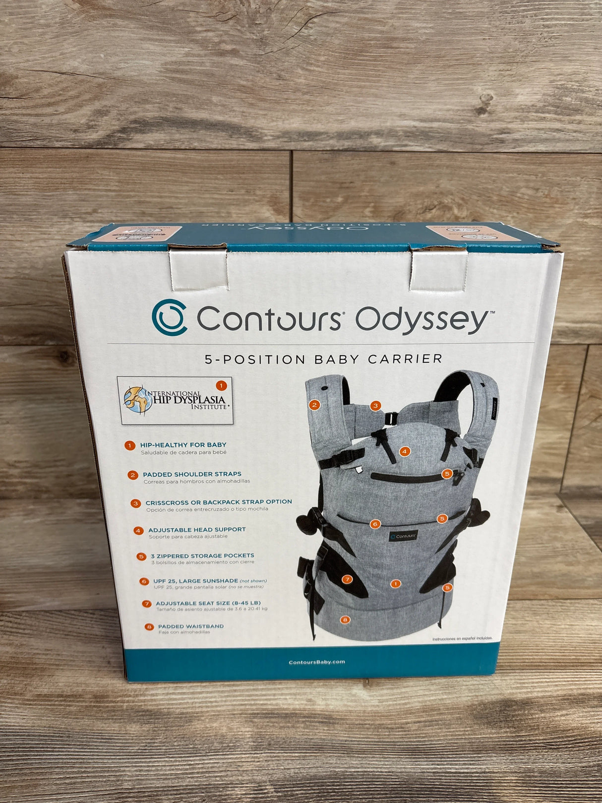 NEW Contours Odyssey 5-Position Baby Carrier Grey 8-45lbs