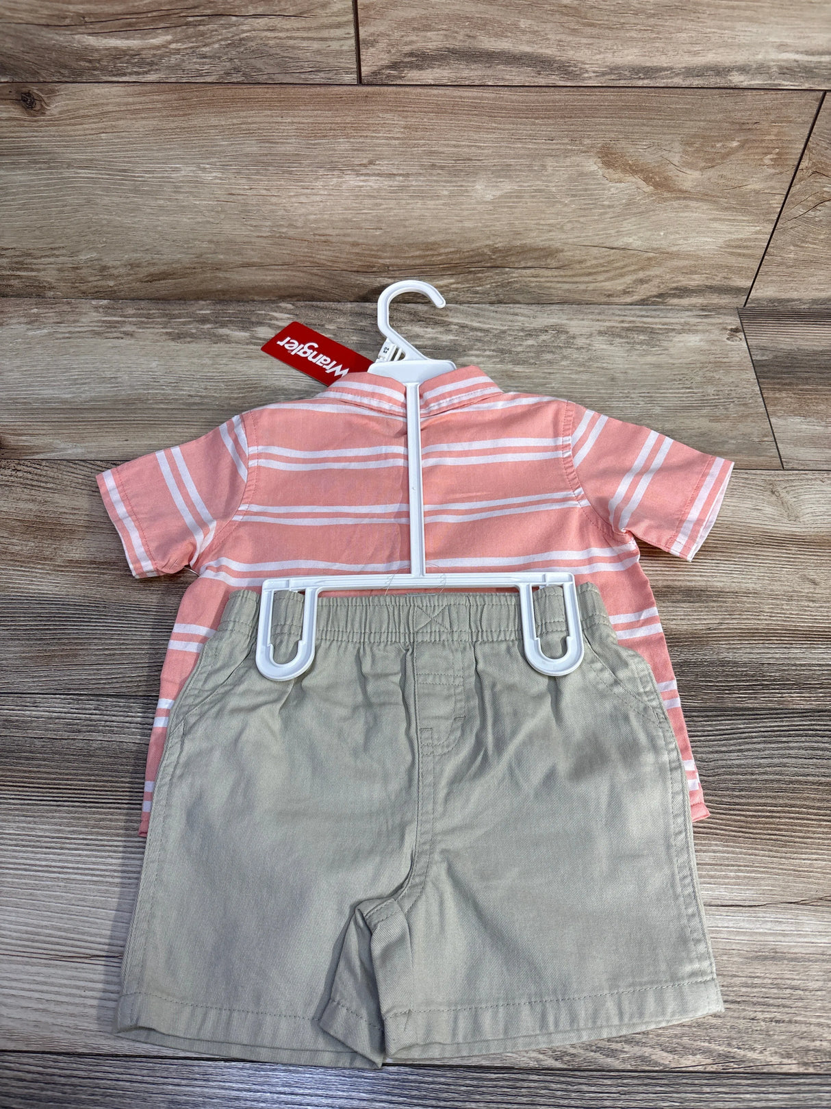 NEW Wrangler 2pc Button-Up Shirt & Shorts Set Pink sz 24m