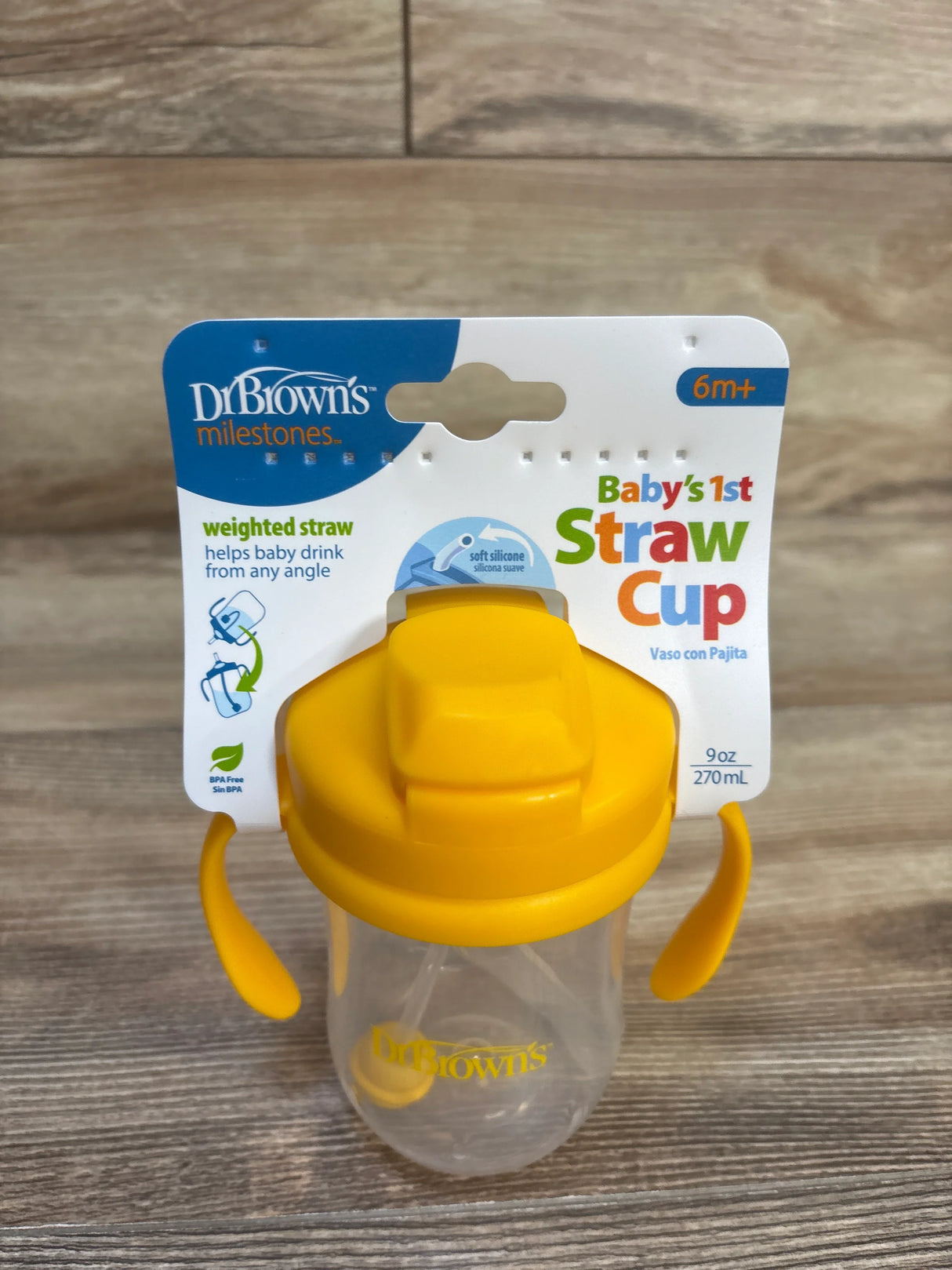 NEW Dr. Brown's Milestones Baby's 1st Straw Cup Yellow 9oz
