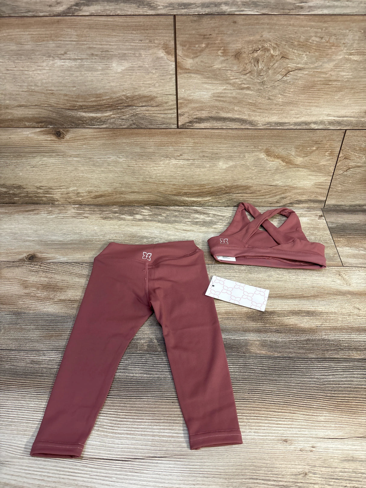 NEW Bailey's Blossoms 2pc Athletic Sports Bra & Leggings Set Red sz 12-18m