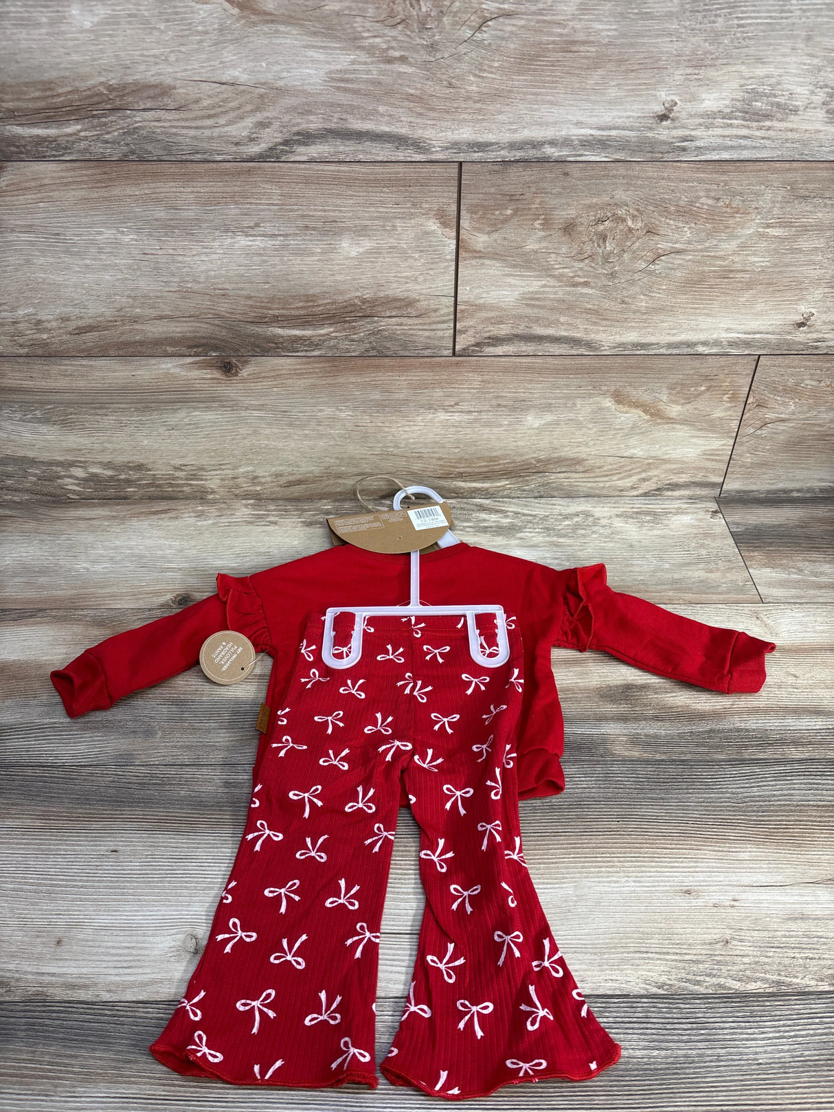 NEW Lila & Jack 2pc Bow Sweatshirt & Ribbed Bottoms Red sz 12-18m