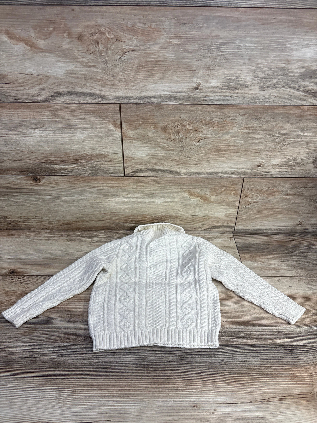 Janie & Jack Cable Knit Shawl Collar Sweater in Antique White sz 18-24m
