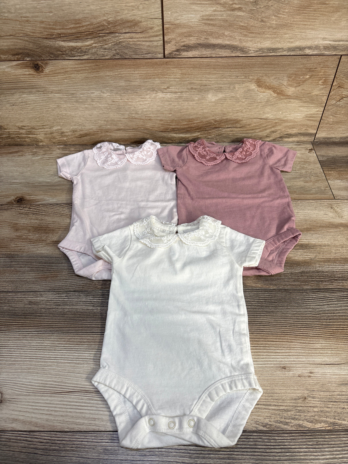 Laughing Llama 3pk Lace Collar Bodysuit Set Pink sz 6m