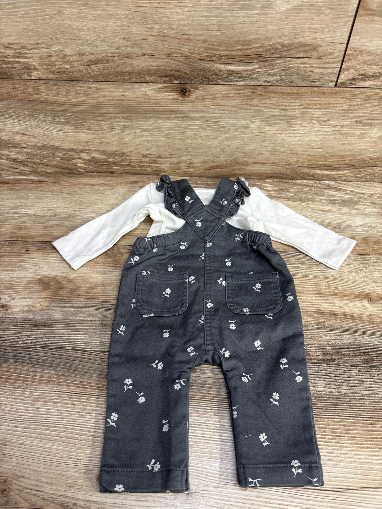 NEW Cat & Jack Floral Overall & Shirt Set White sz 0-3m