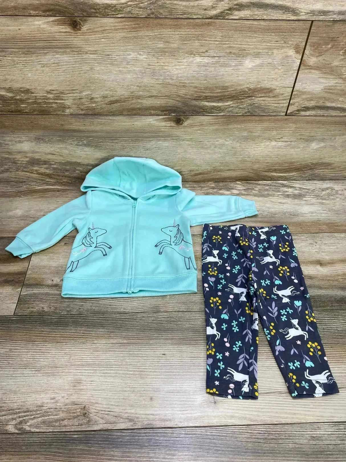 Simple Joys 2pc Fleece Hoodie & Leggings Mint sz 3-6m - Me n Mommy To Be