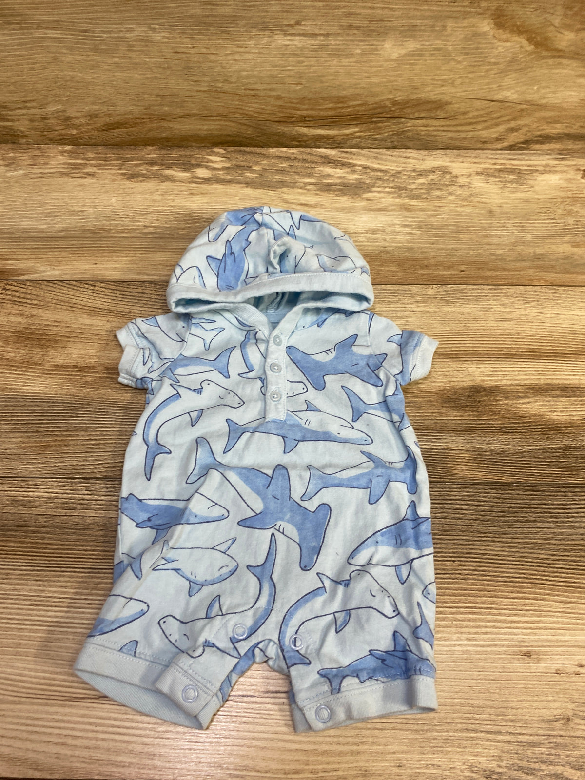 Just One You Hooded Henley Romper Blue sz Newborn