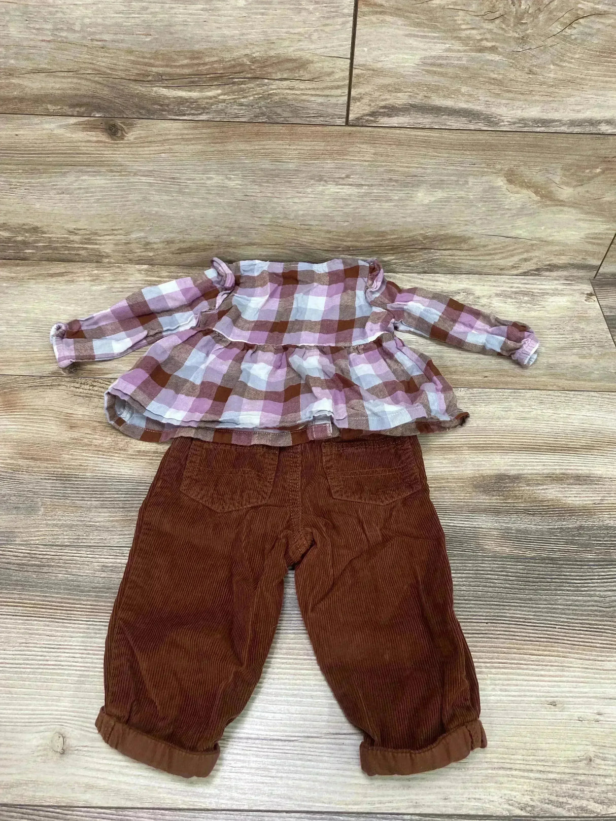 Carter's 2pc Plaid Top & Corduroy Pants Purple sz 6m - Me n Mommy To Be
