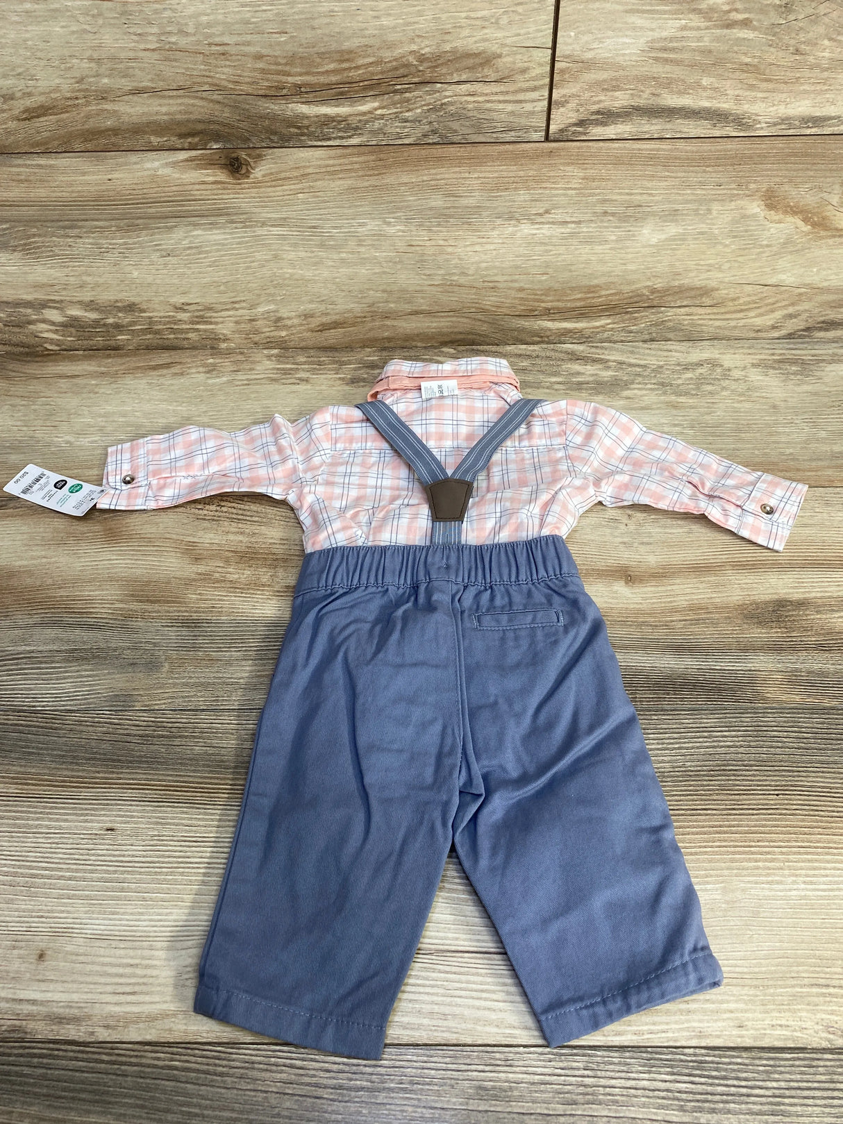 NEW Just One You 4pc Plaid Button-Up Suspender Set Pink sz 3m - Me n Mommy To Be