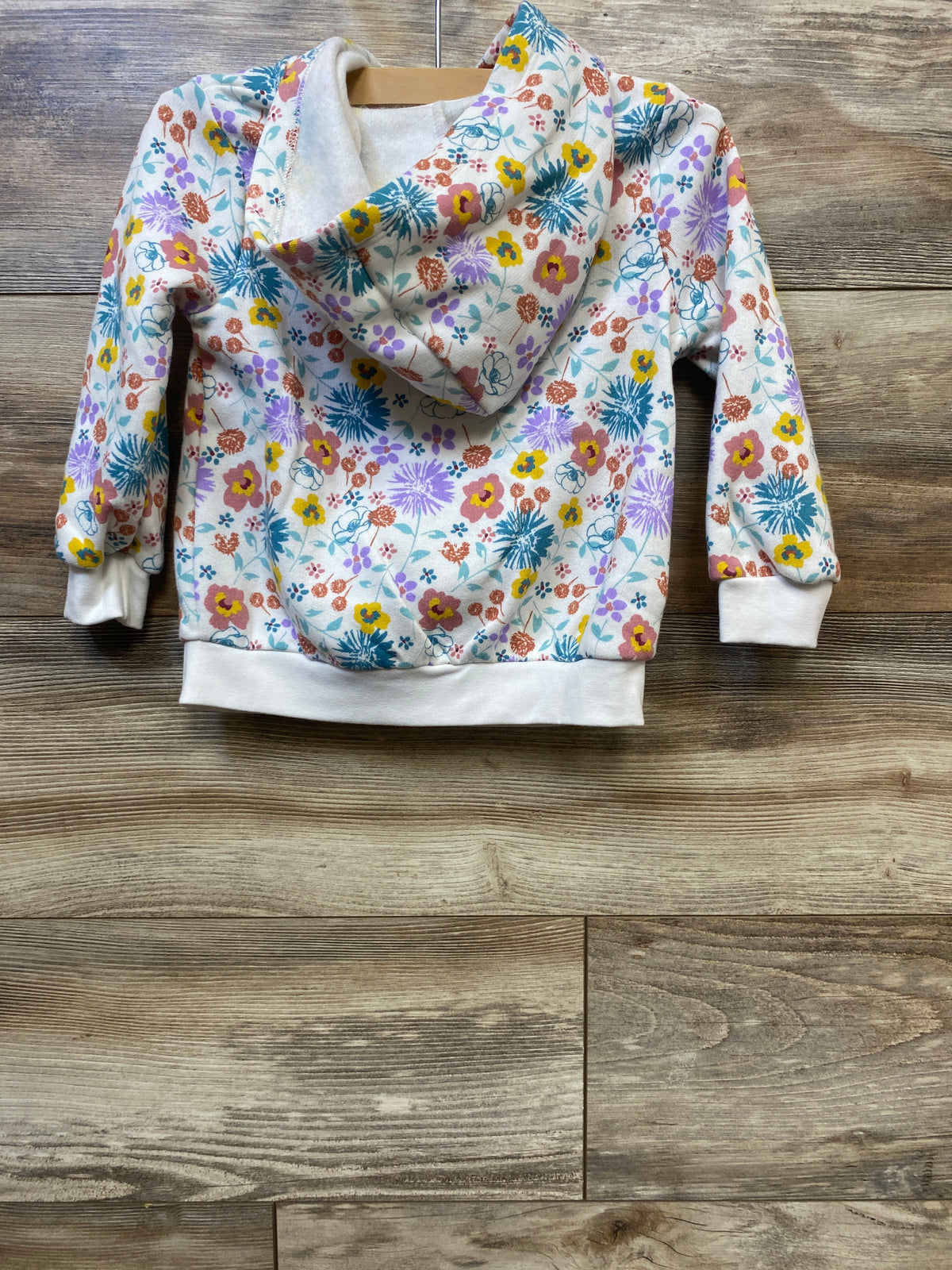 Okie Dokie Floral Full-Zip Hoodie White sz 2T
