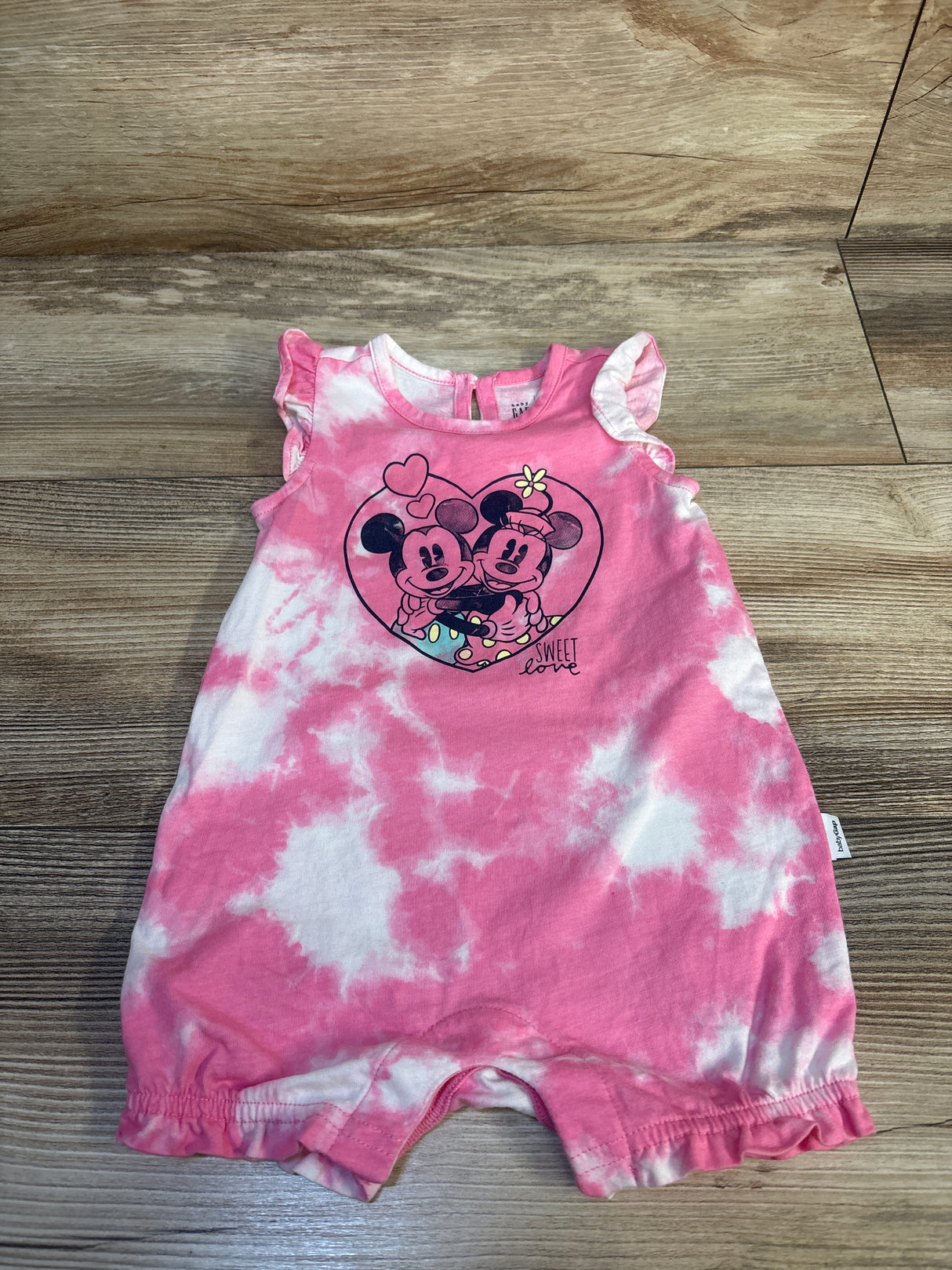 Baby Gap x Disney Minnie Mouse Tie-Dye Shortie Romper Pink sz 3-6m