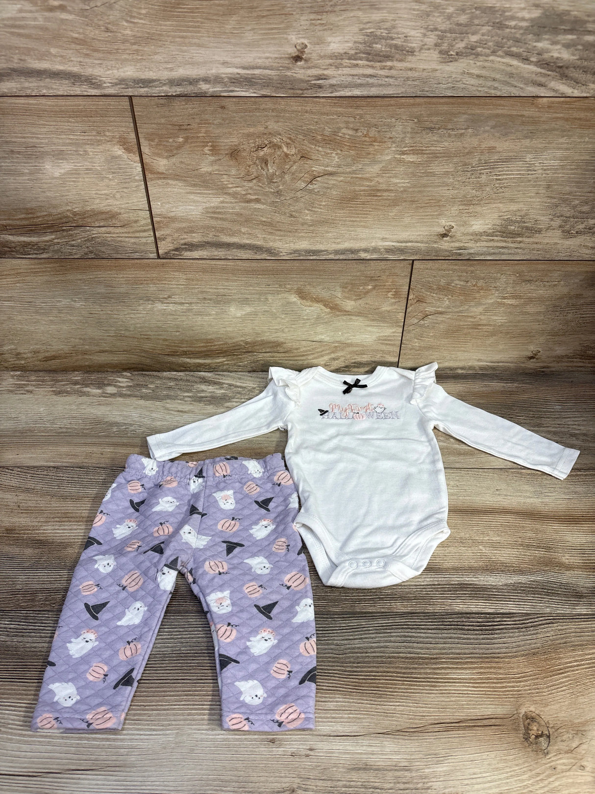 Lila & Jack 2pc My First Halloween Bodysuit & Pants Set White sz 6-9m