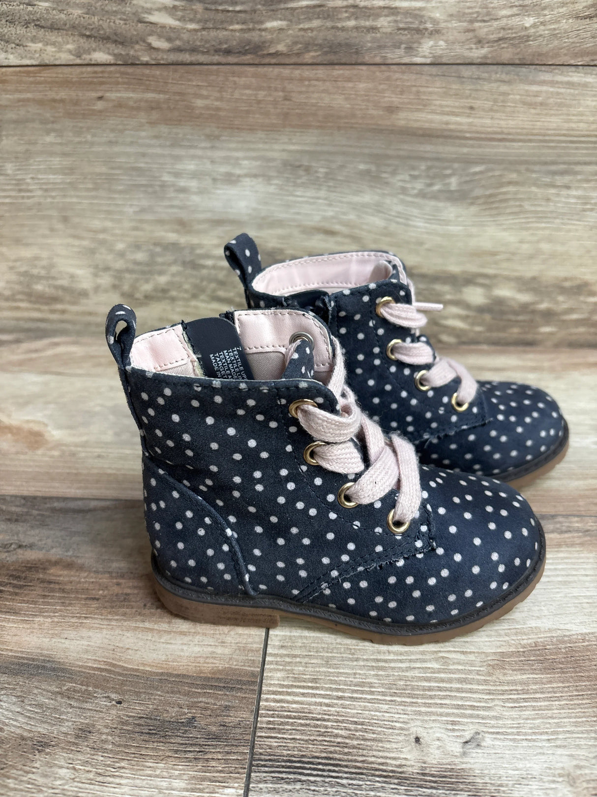 Cat & Jack Giovanna Lace-Up Combat Boots Polka Dot sz 7c