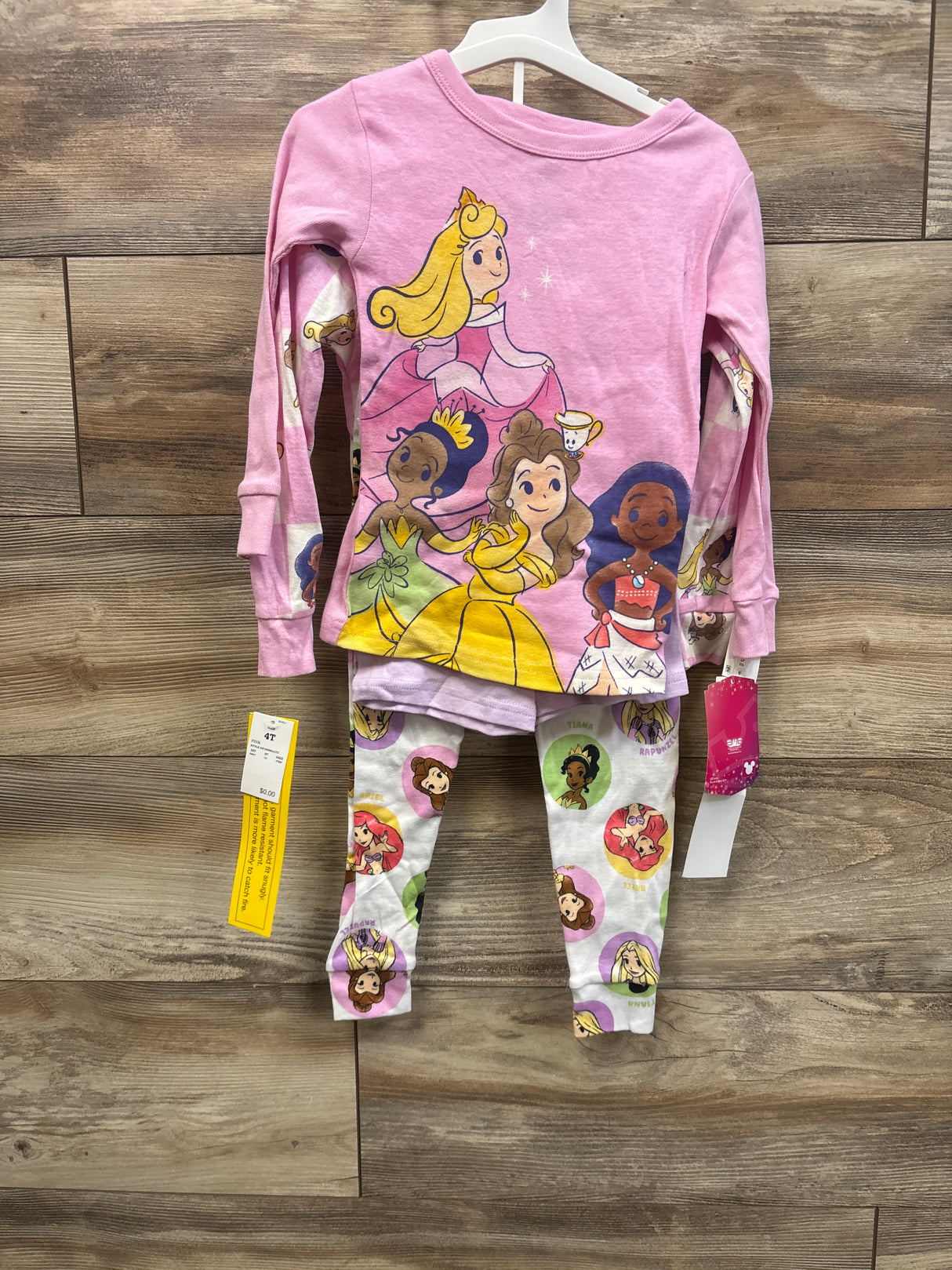 NEW Disney Princess 4pc Pajama Set Pink sz 4T