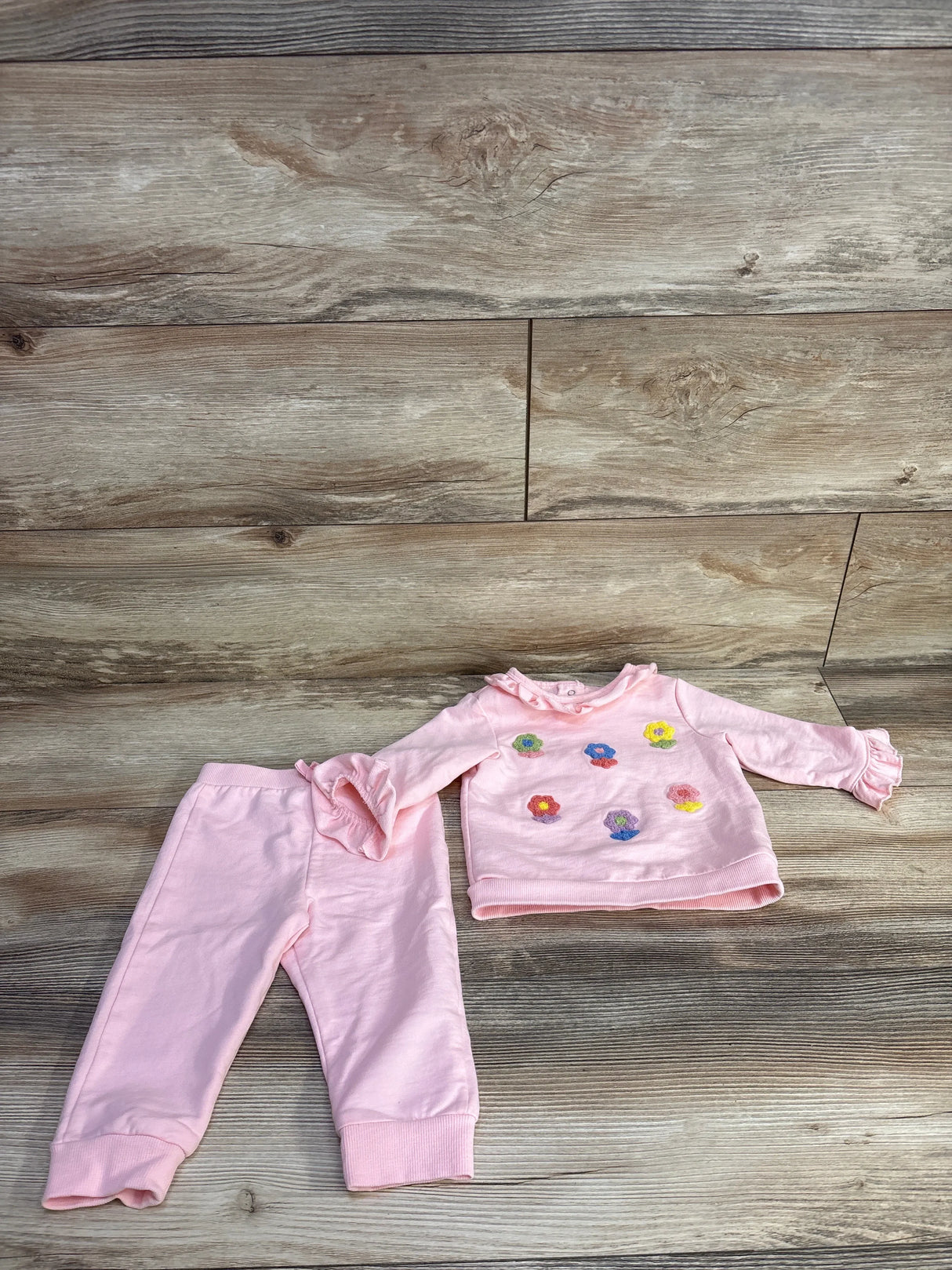 Little Me 2pc Embroidered Sweatshirt & Joggers Set Pink sz 12m