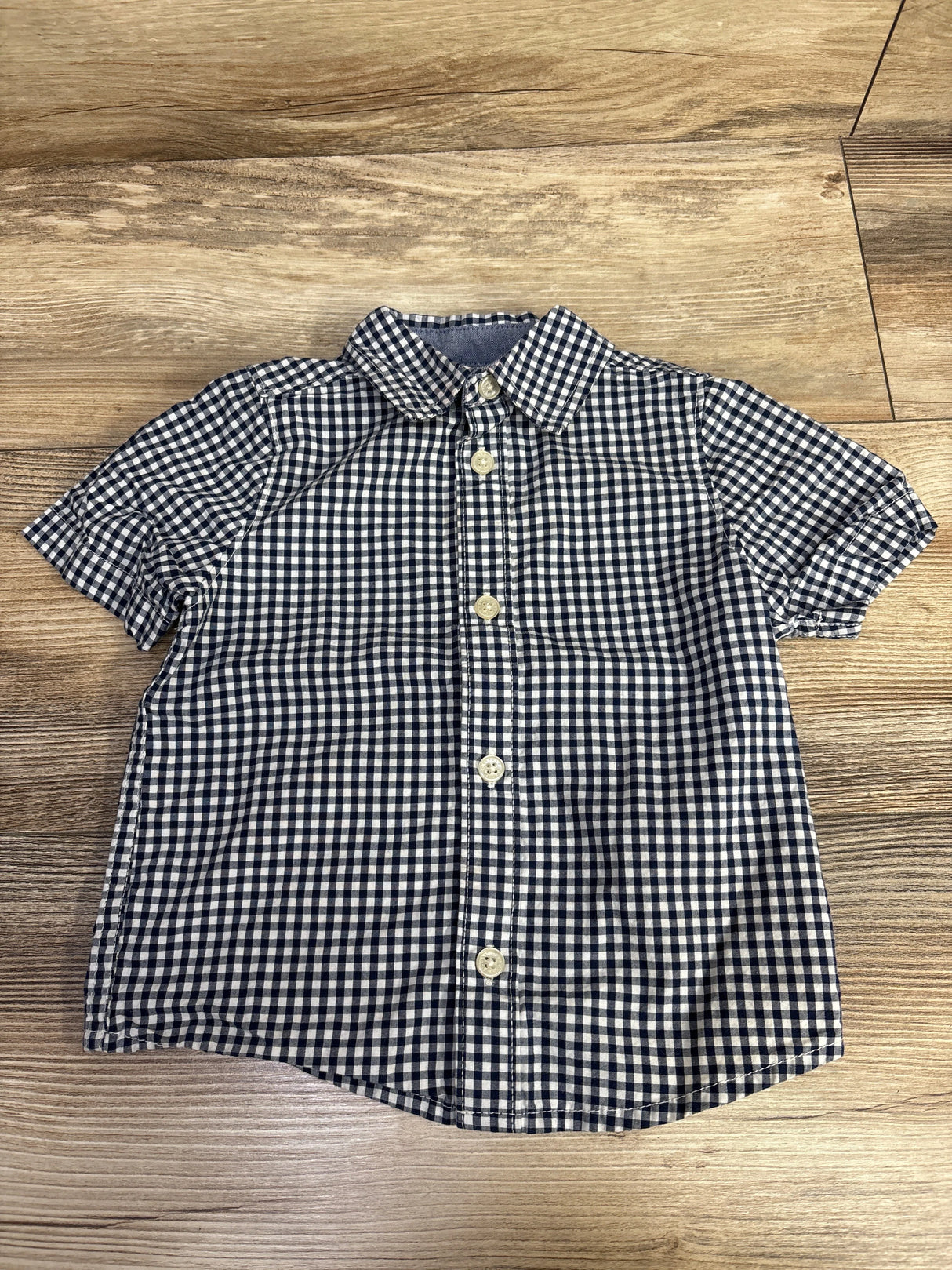 OshKosh Gingham Button Up Shirt Blue sz 18m