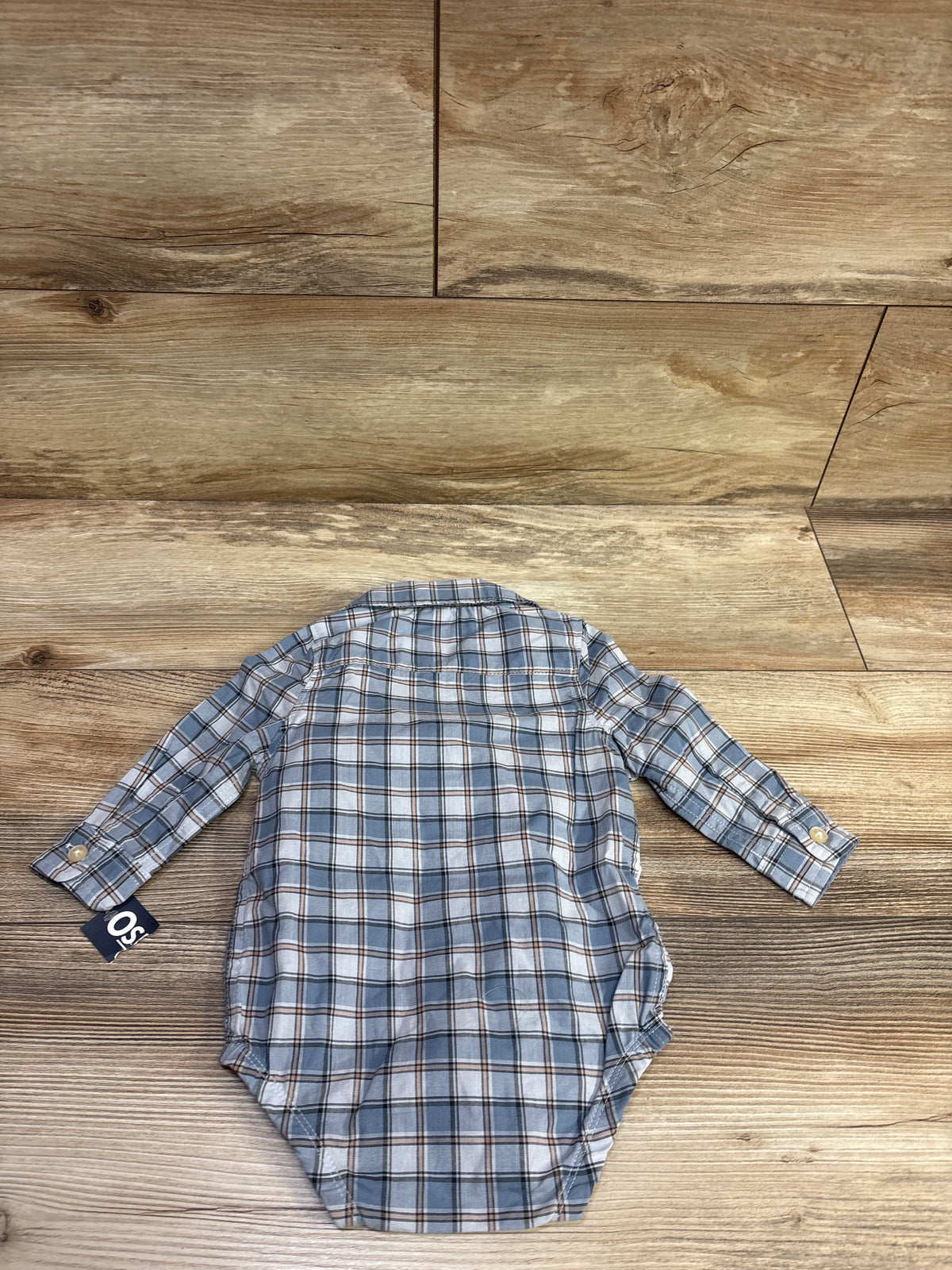 NEW Oshkosh Plaid Button Up Bodysuit Blue sz 6m