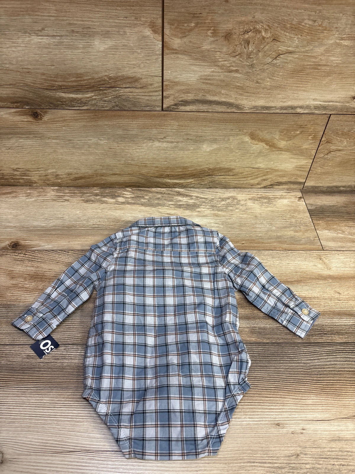 NEW Oshkosh Plaid Button Up Bodysuit Blue sz 6m
