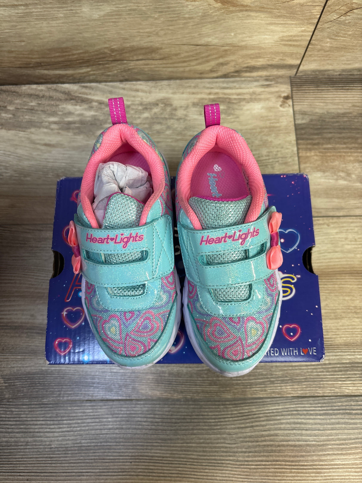 Sketchers Heart Light Up Boogie Land Sneaker Mint sz 9c