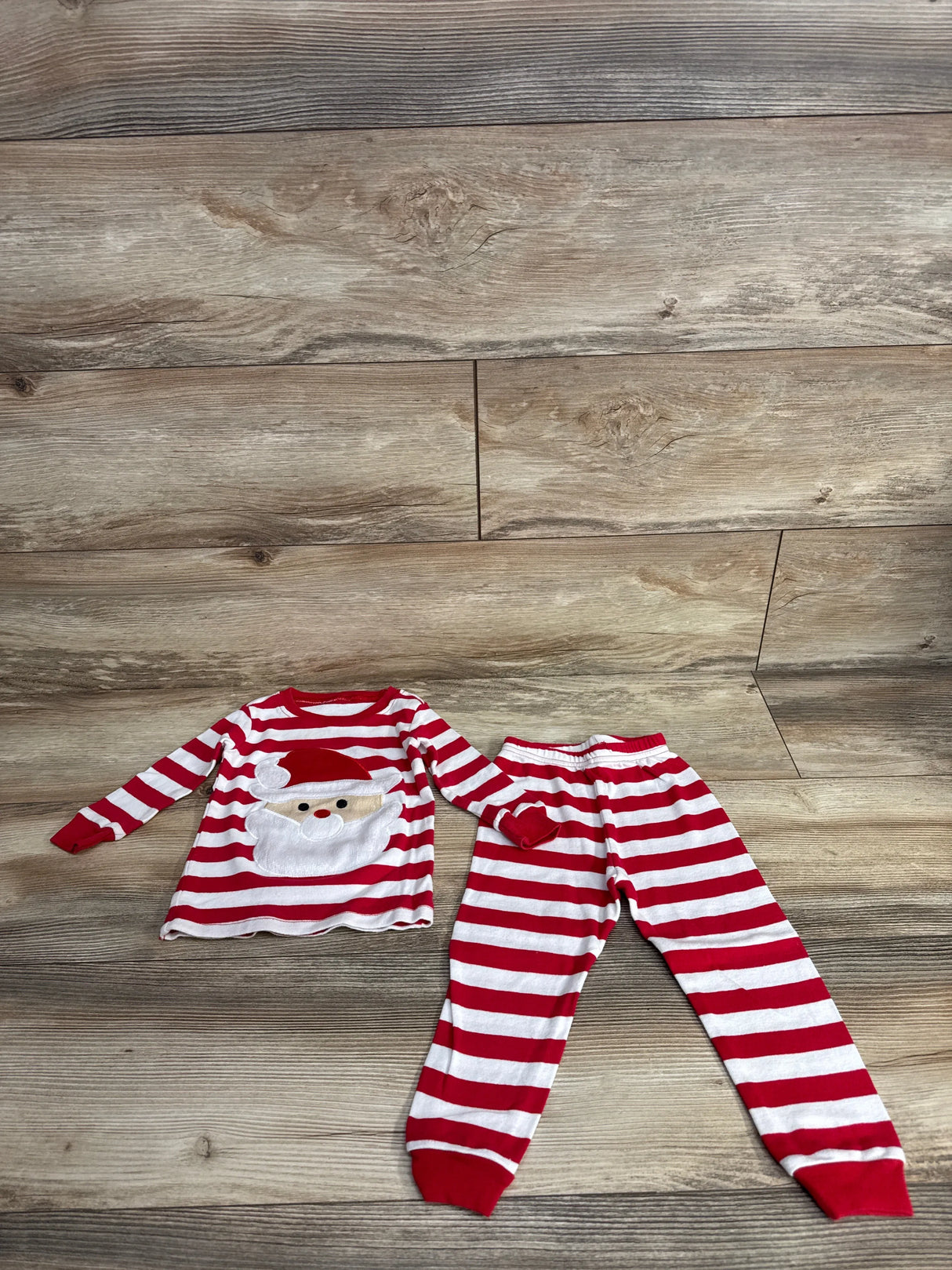 Family Feeling 2pc Striped Santa Pajama Set Red sz 18-24m
