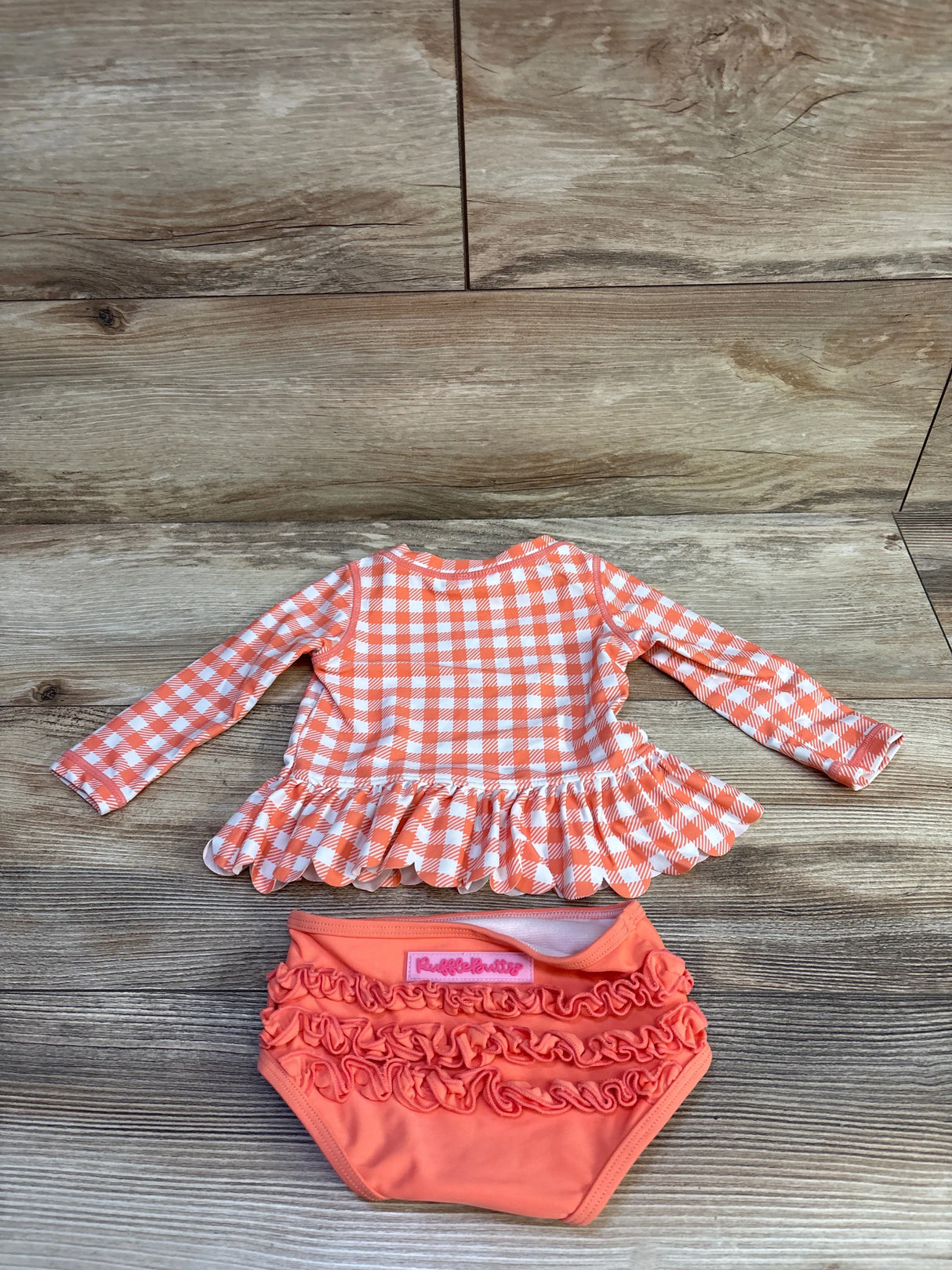 Ruffle Butts 2pc Rashguard Swimsuit Set Coral sz 12-18m