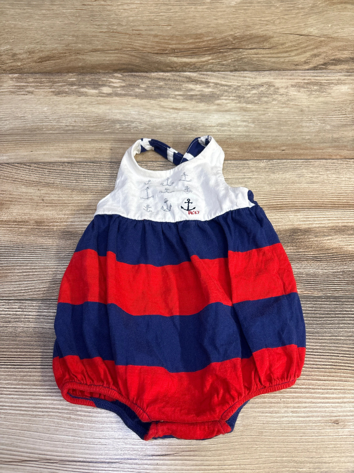 Ralph Lauren Striped Nautical Bubble Romper White sz 3m