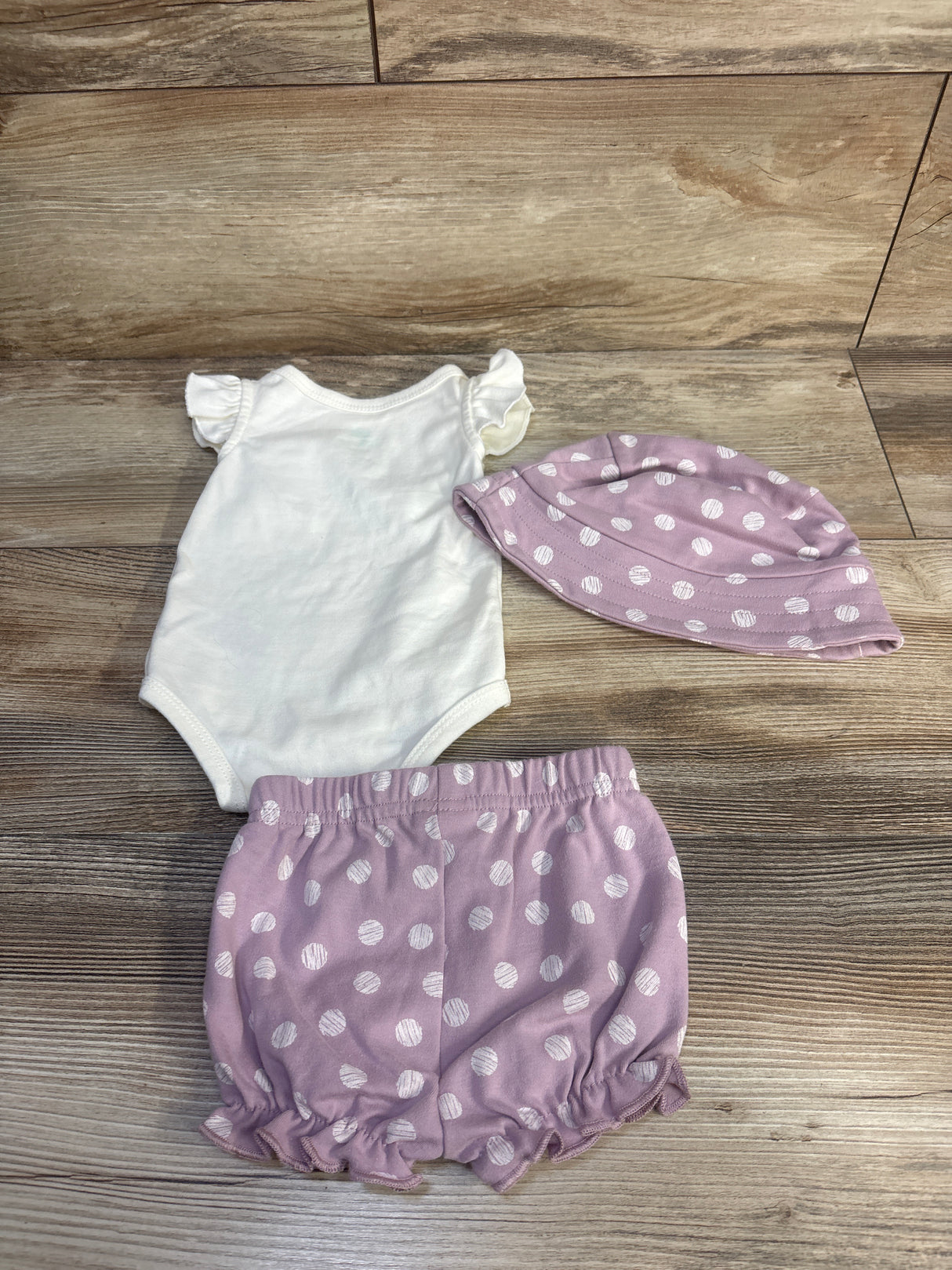 Disney Baby 3pc Minnie Mouse Bodysuit, Pants, & Bucket Hat Set White sz 0/3m