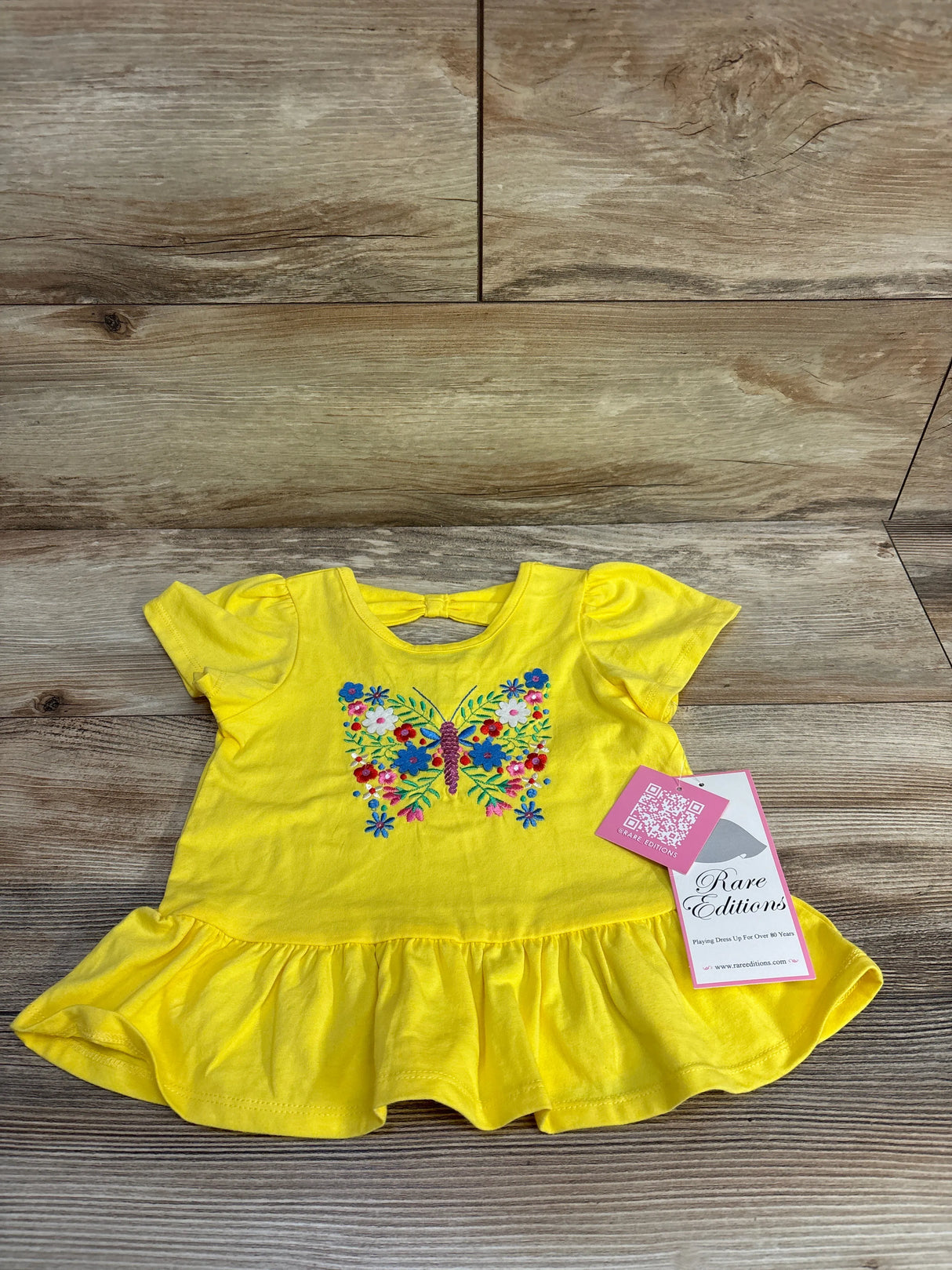 NEW Rare Editions Embroidered Butterfly Shirt Yellow sz 3T
