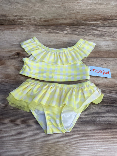 NEW Cat & Jack 2pc Gingham Swimsuit Set Yellow sz 4T - Me n Mommy To Be