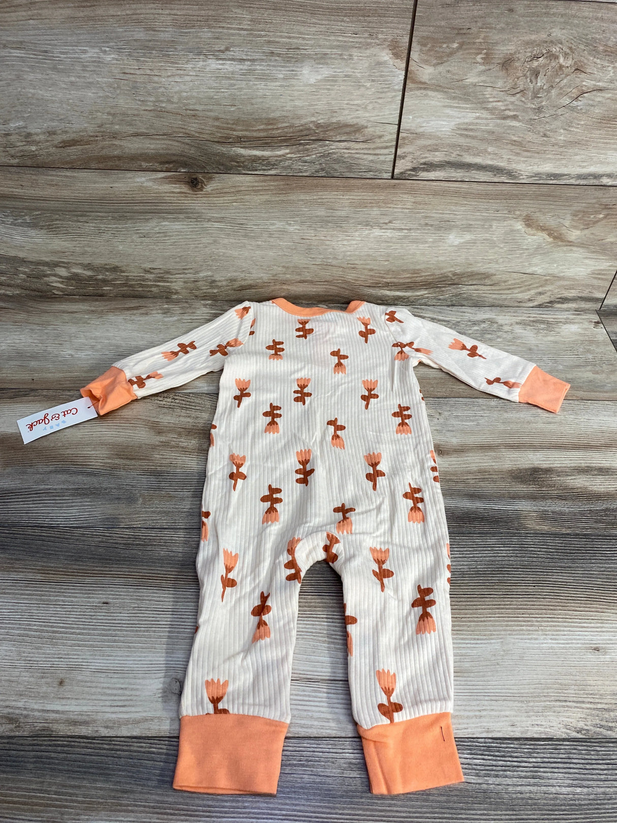 NEW Cat & Jack Floral Ribbed Coverall Cream sz 6-9m