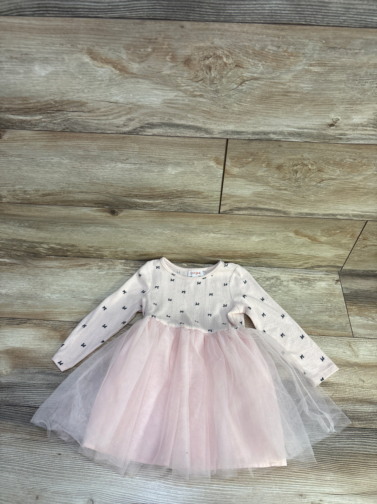 Cat & Jack Long Sleeve Knit Tulle Dress Pink sz 2T