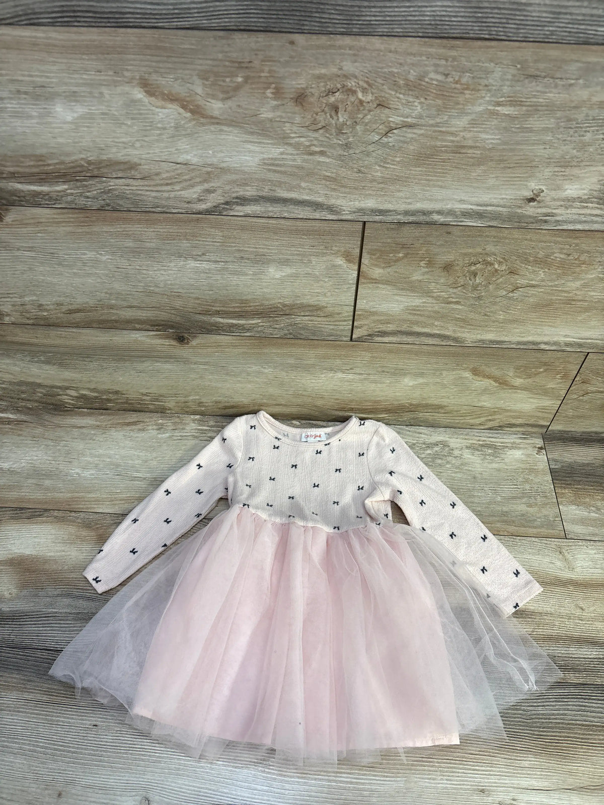Cat & Jack Long Sleeve Knit Tulle Dress Pink sz 2T