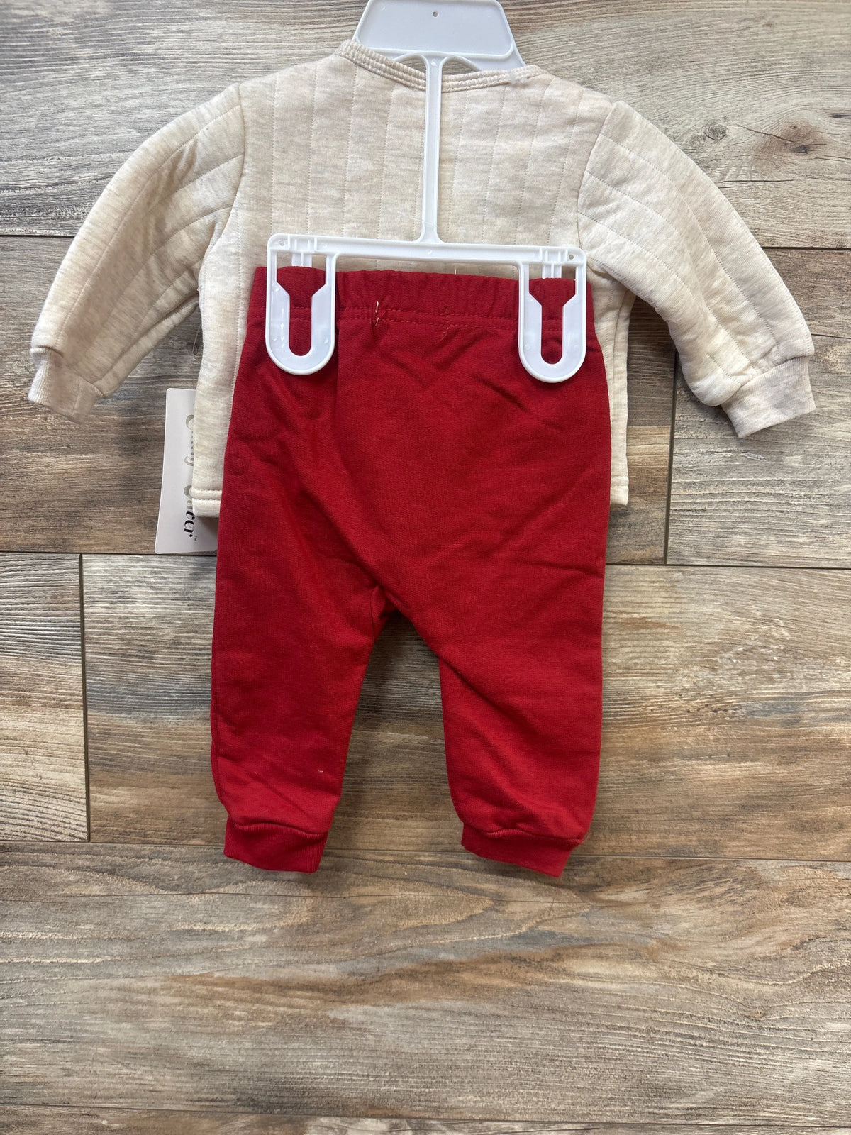 NEW Emily & Oliver 2pc Built Tough Sweatshirt & Pants Set Beige sz 3-6m