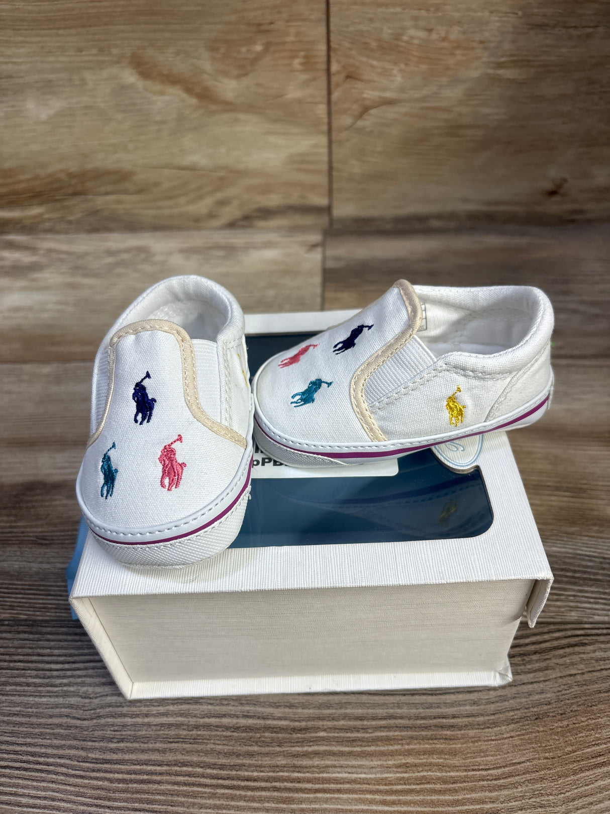 NEW Ralph Lauren Harbor Slip-On Oxfordcloth Crib Shoes White sz 3c