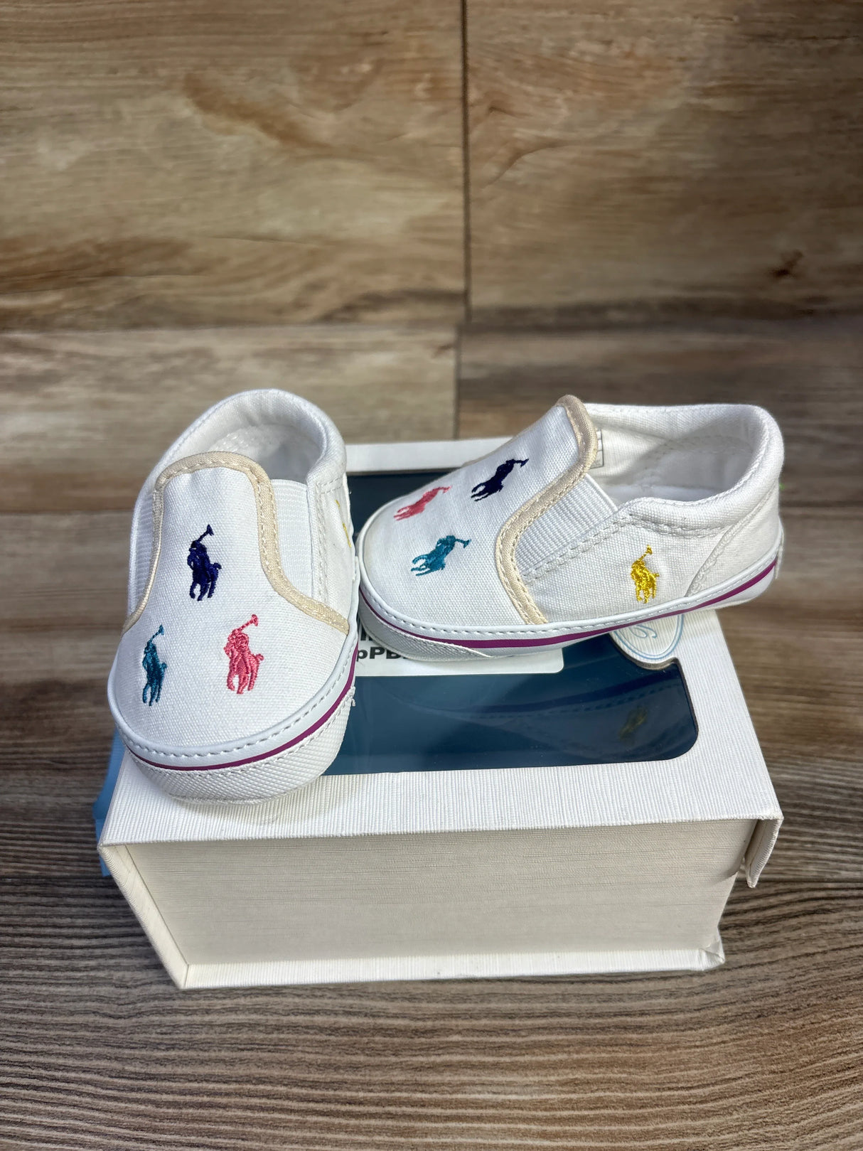 NEW Ralph Lauren Harbor Slip-On Oxfordcloth Crib Shoes White sz 3c