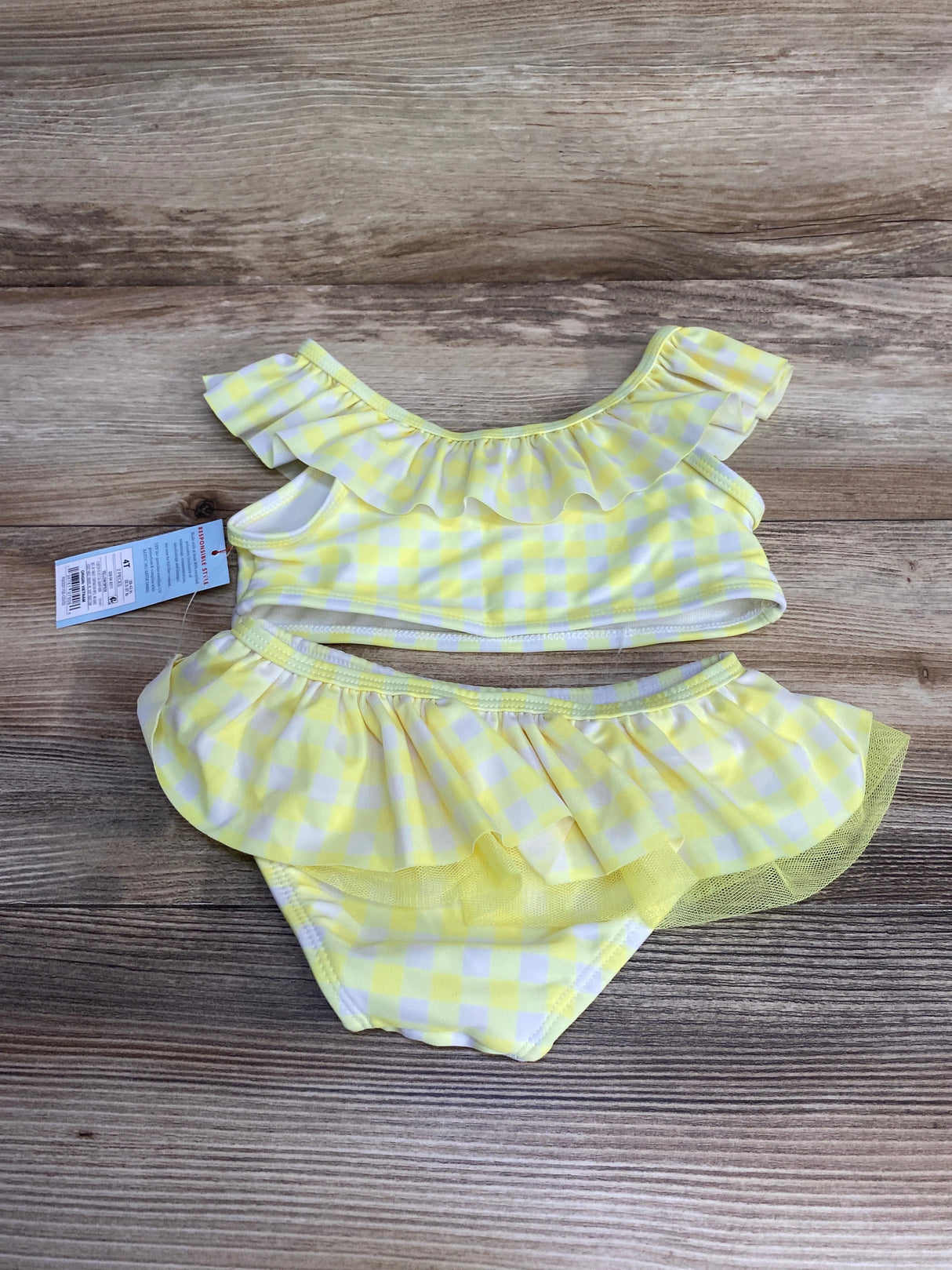 NEW Cat & Jack 2pc Gingham Swimsuit Set Yellow sz 4T - Me n Mommy To Be