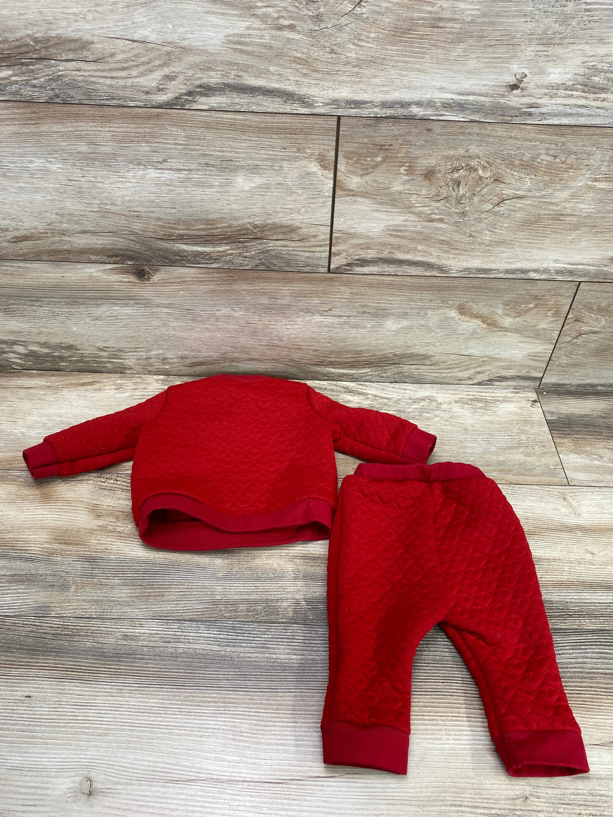 Cat & Jack 2pc Quilted Sweatshirt & Joggers Red sz 3-6m - Me n Mommy To Be