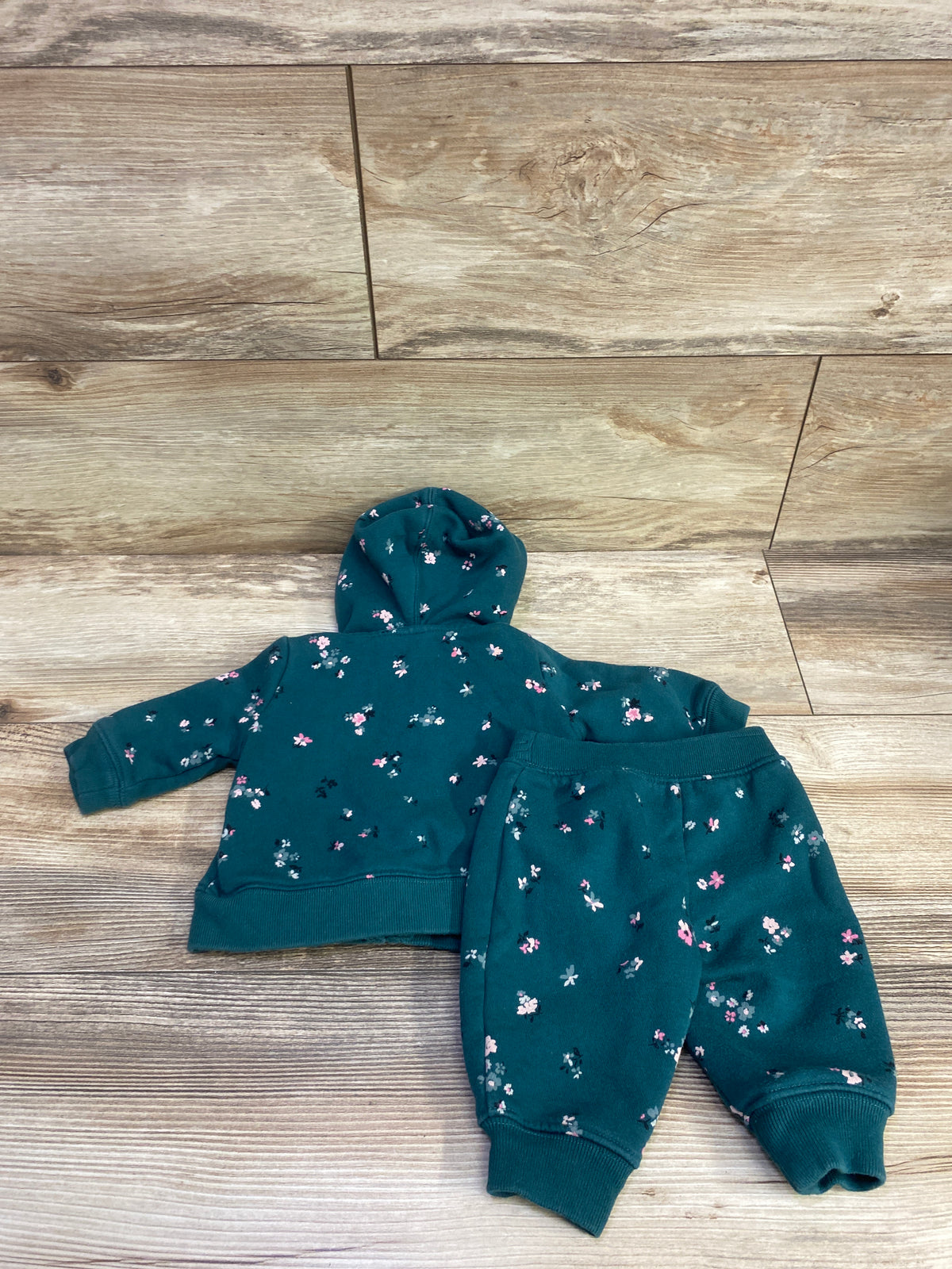 Baby Gap 2pc Floral Full Zip Jacket & Joggers Set Green sz 0-3m